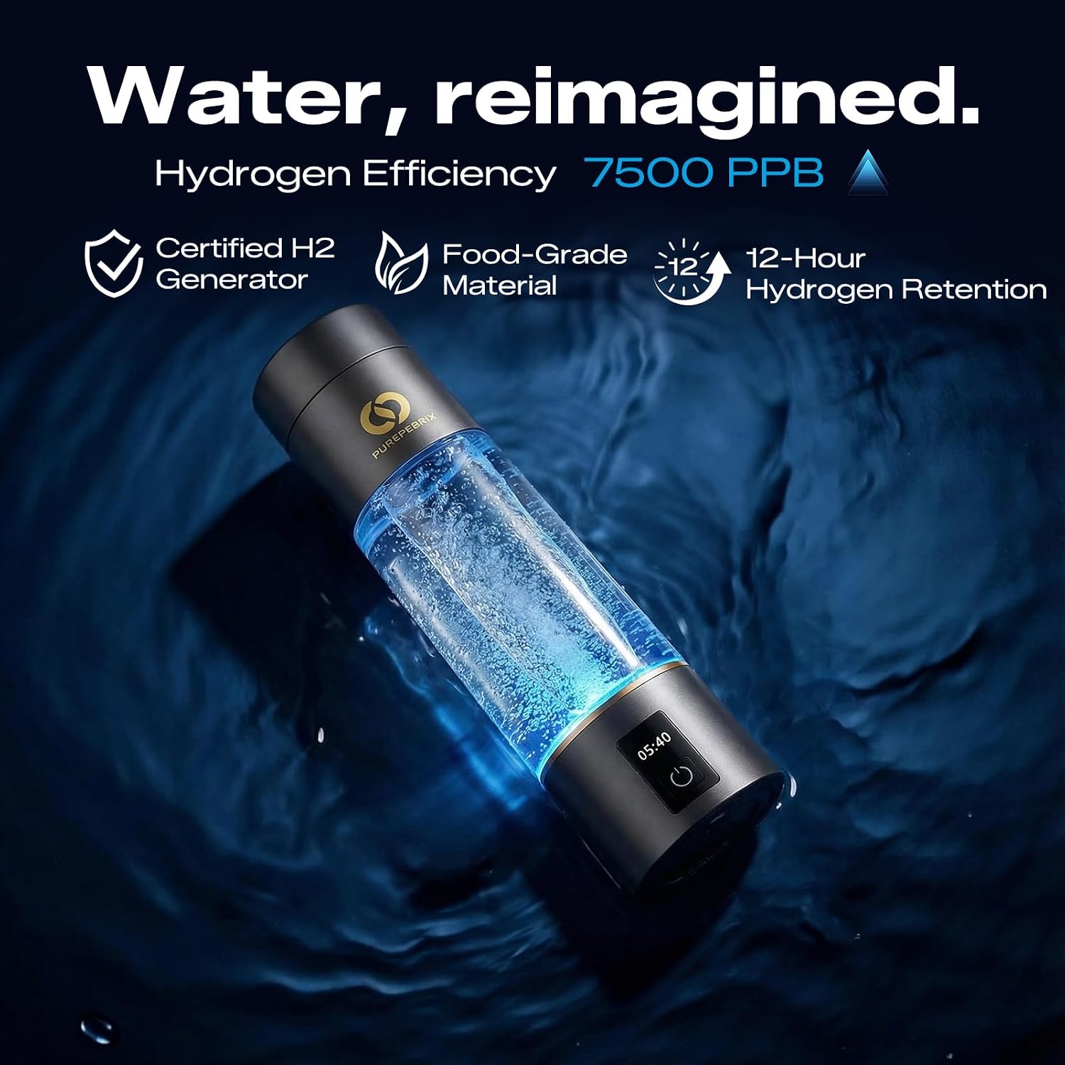 Detalle de PUREPEBRIX Hydrogen Water Bottle H4000