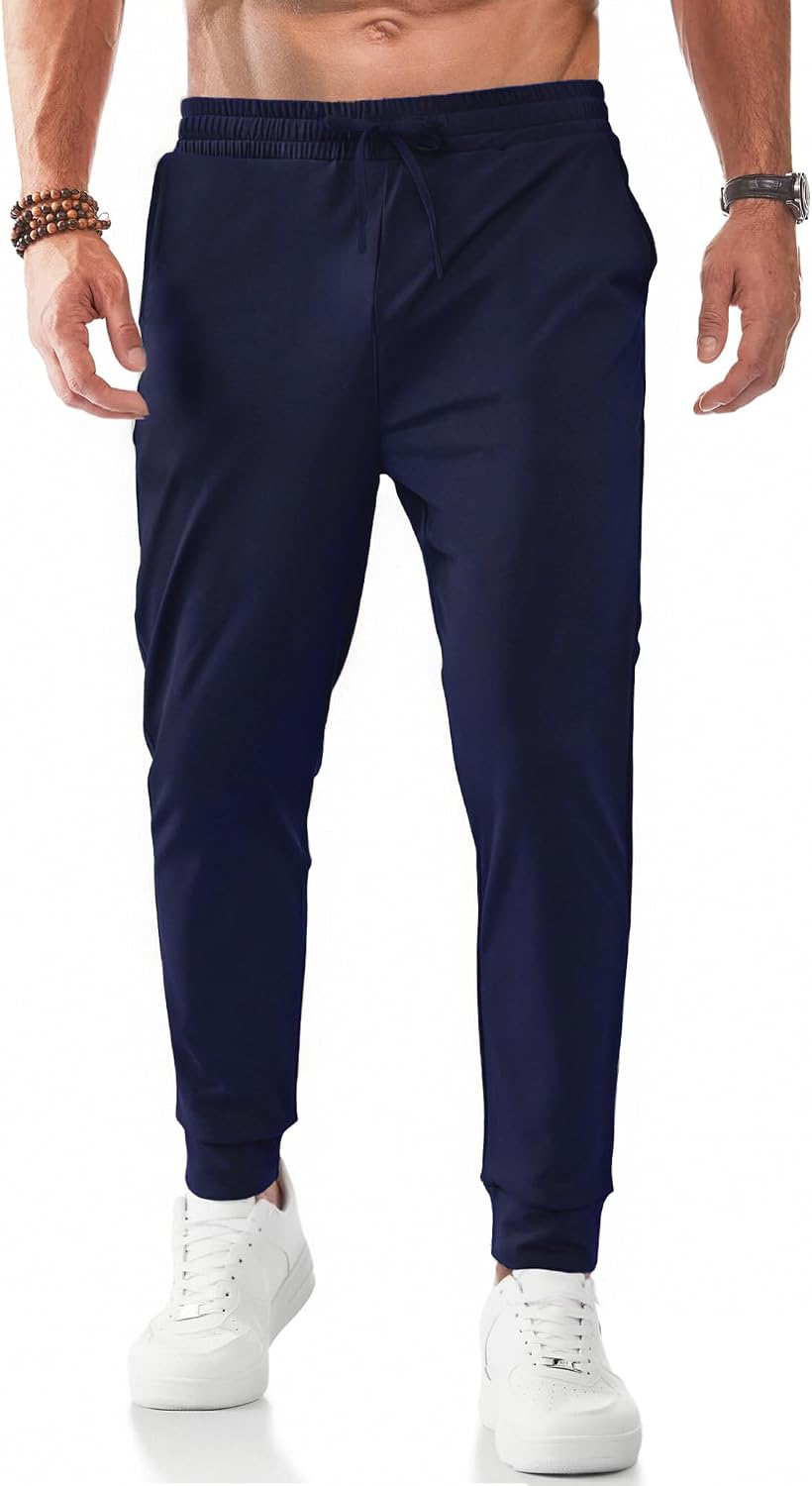 Detalle de PINSPARK Tracksuit Bottoms Men: Lightweight Cuffed Joggers with Zipper Pockets and UPF 50+