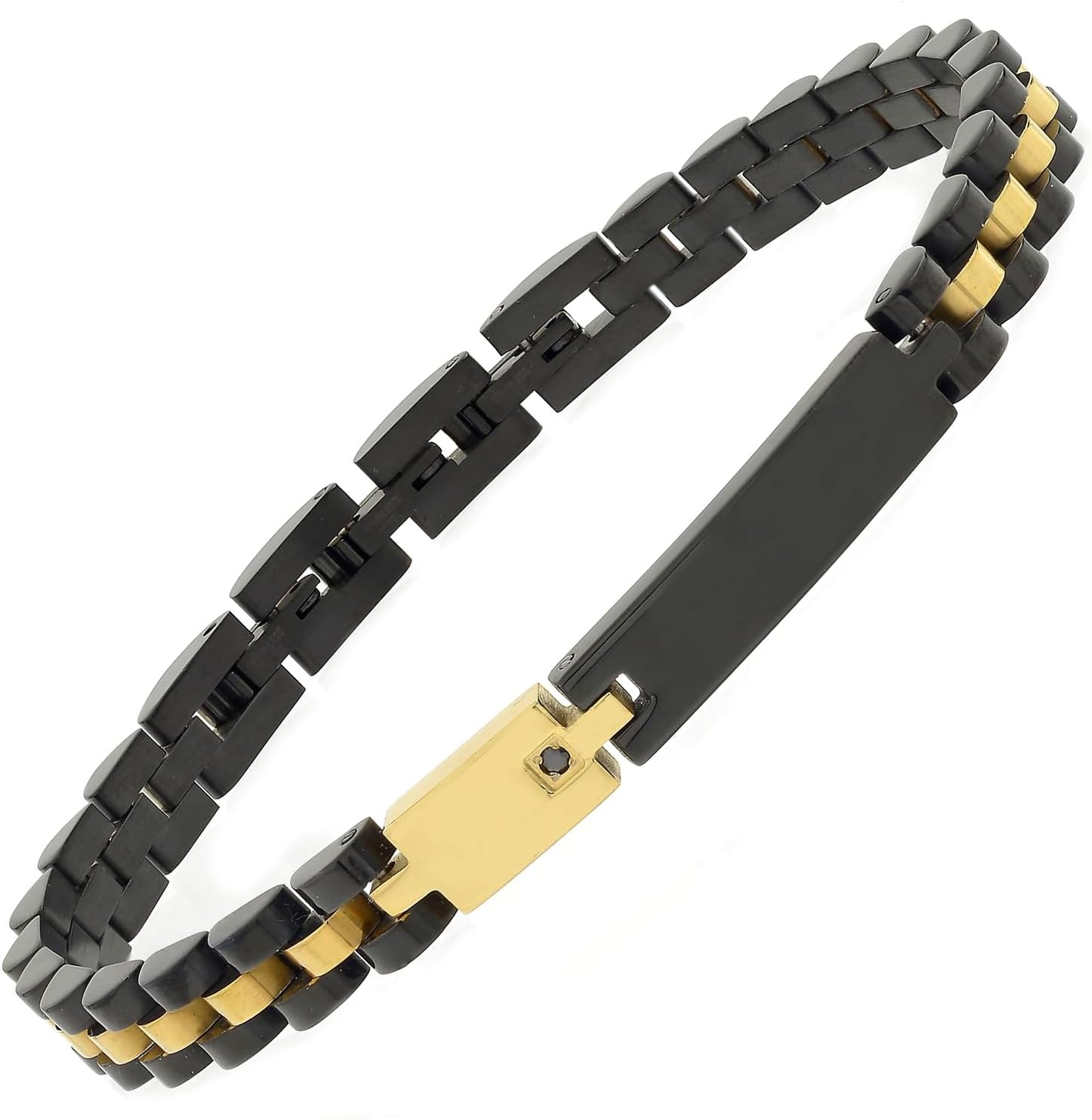 Detalle de 10:10 Bracciale uomo in acciaio inox con trattamento PVD – 23 cm, regolabile, confezione regalo