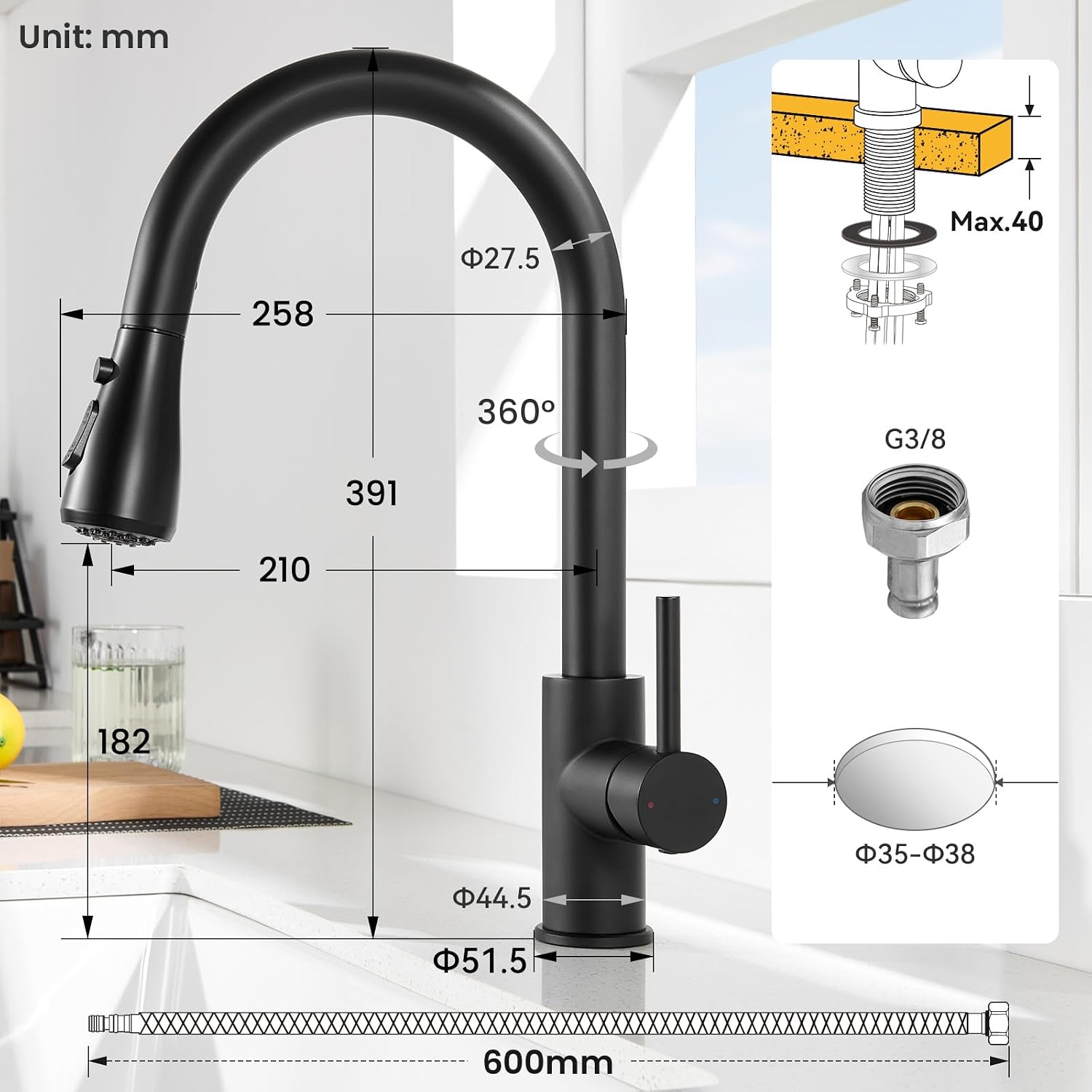 Thumbnail 4 de Küchenarmatur Ausziehbar 45 cm 🚰
