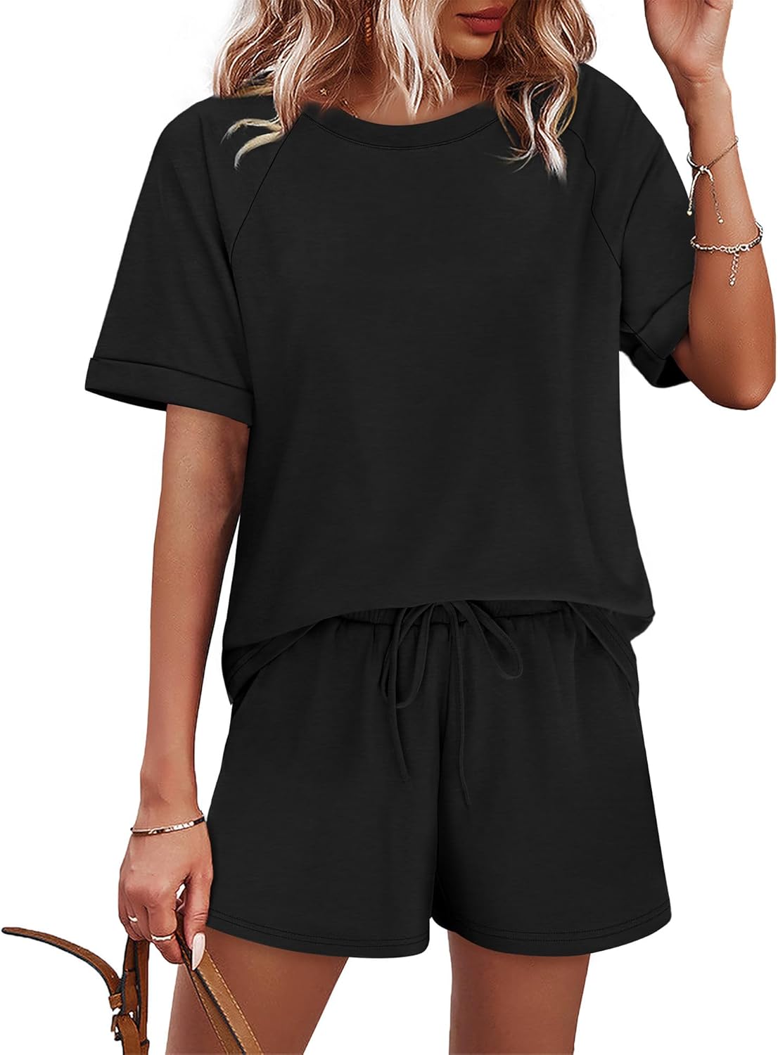 Thumbnail 2 de WIHOLL Two-Piece Short Set for Women — Casual Short Sleeve Crew Neck Lounge Matching Set