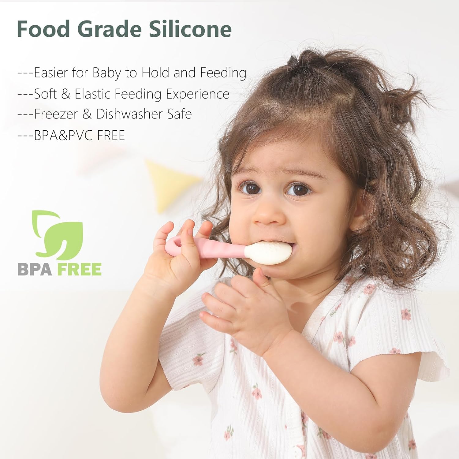 Detalle de Seposeve KPSBS01 Silicone Baby Spoons, 4-Pack, Soft BLW Design