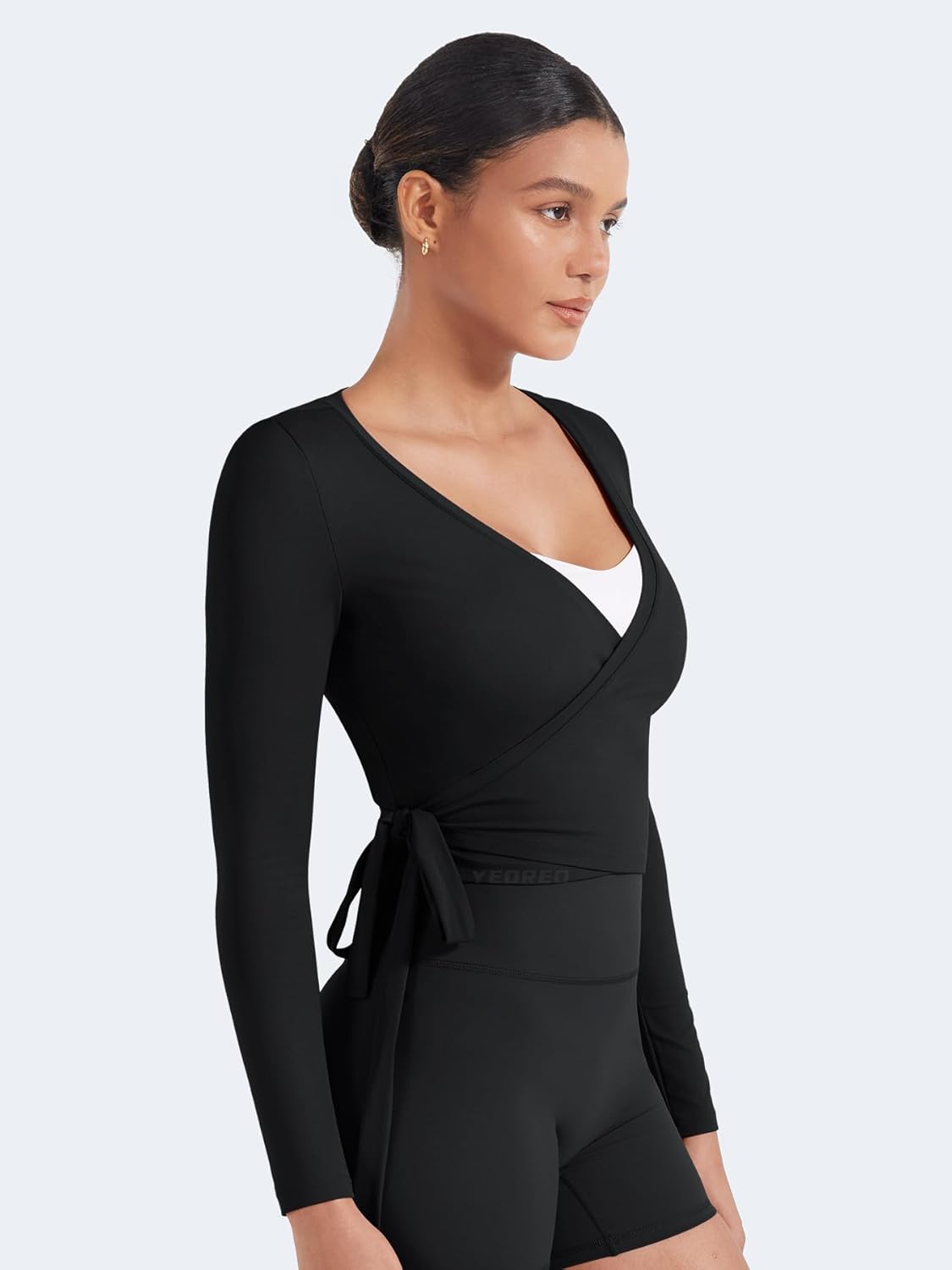 Thumbnail 5 de YEOREO Women’s Pilates Wrap Top with Tie V-Neck (Long Sleeve)