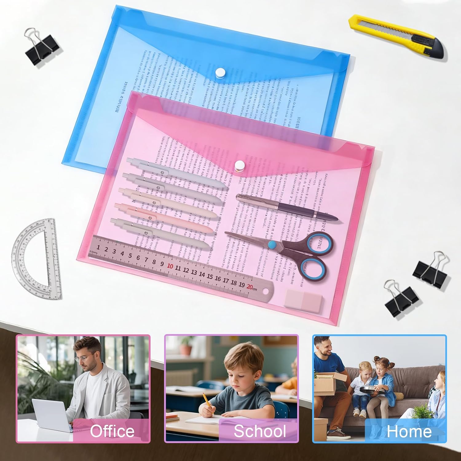 Thumbnail 4 de 14 Pcs A4 Plastic Wallets Folders