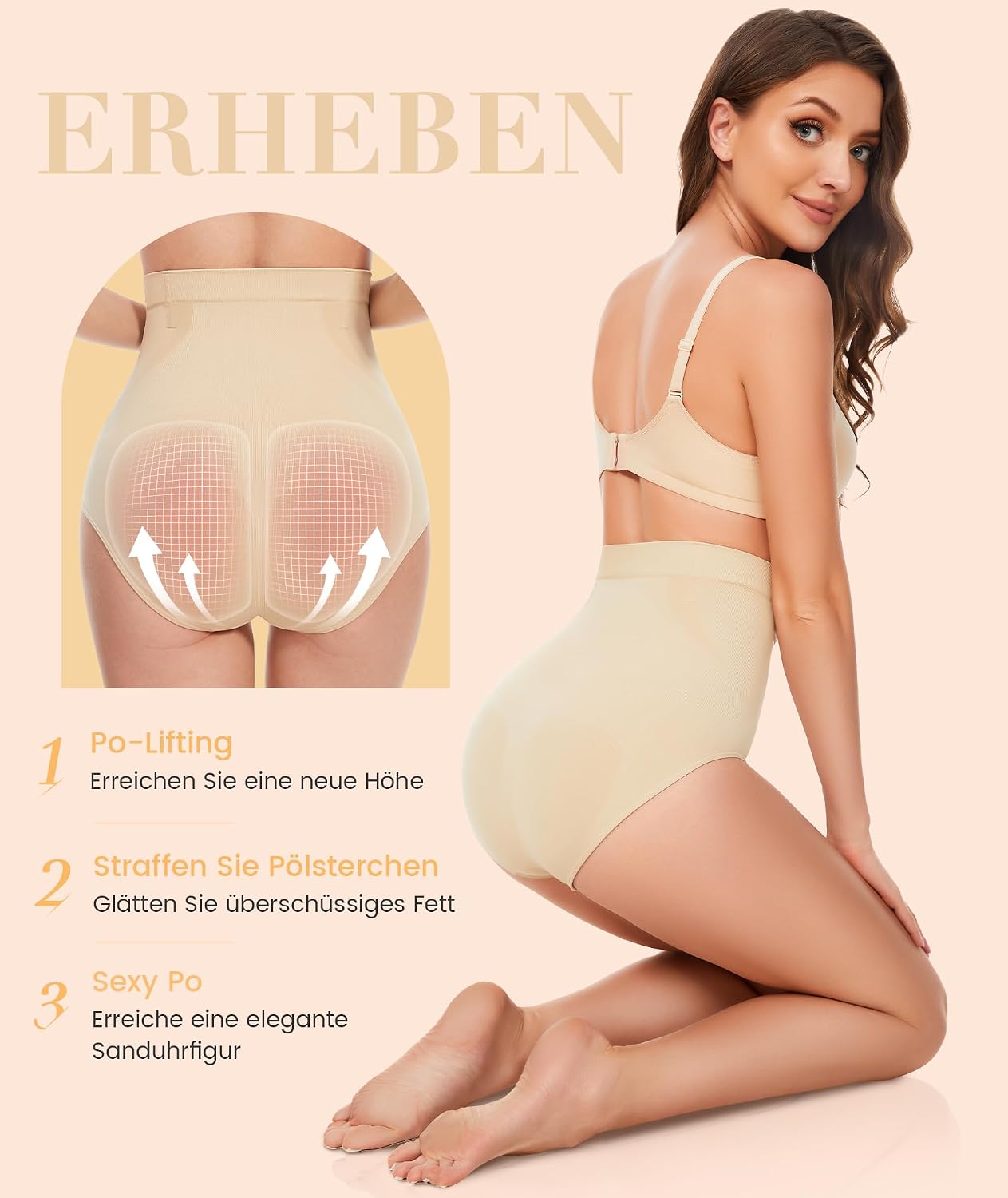 Detalle de SIMIYA Shapewear Damen Bauchweg Unterhose – Hochgeschnittene Miederhose mit Bauchkontrolle und Meerjungfrauen-Design
