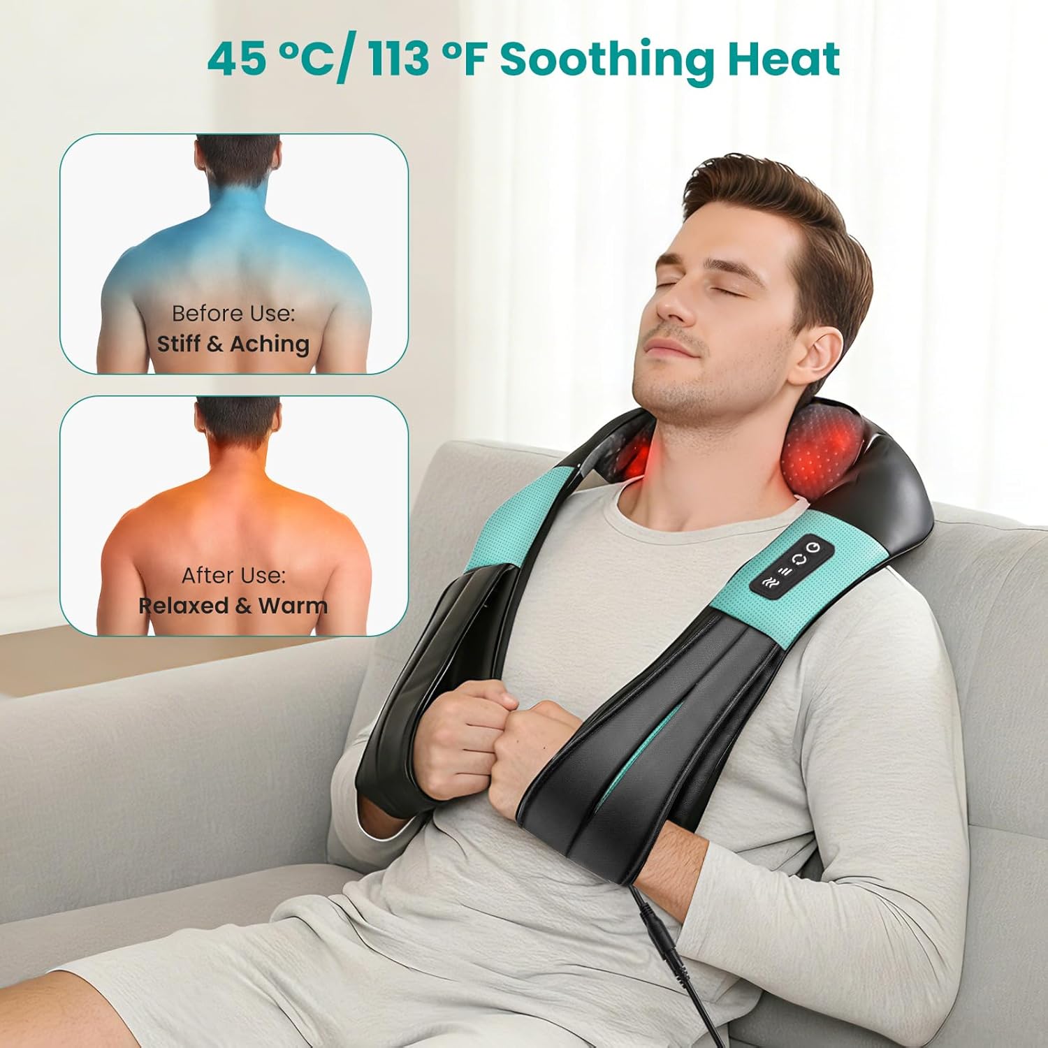 Detalle de Nekteck Shiatsu Neck Massager 8-Roller 3D Heat