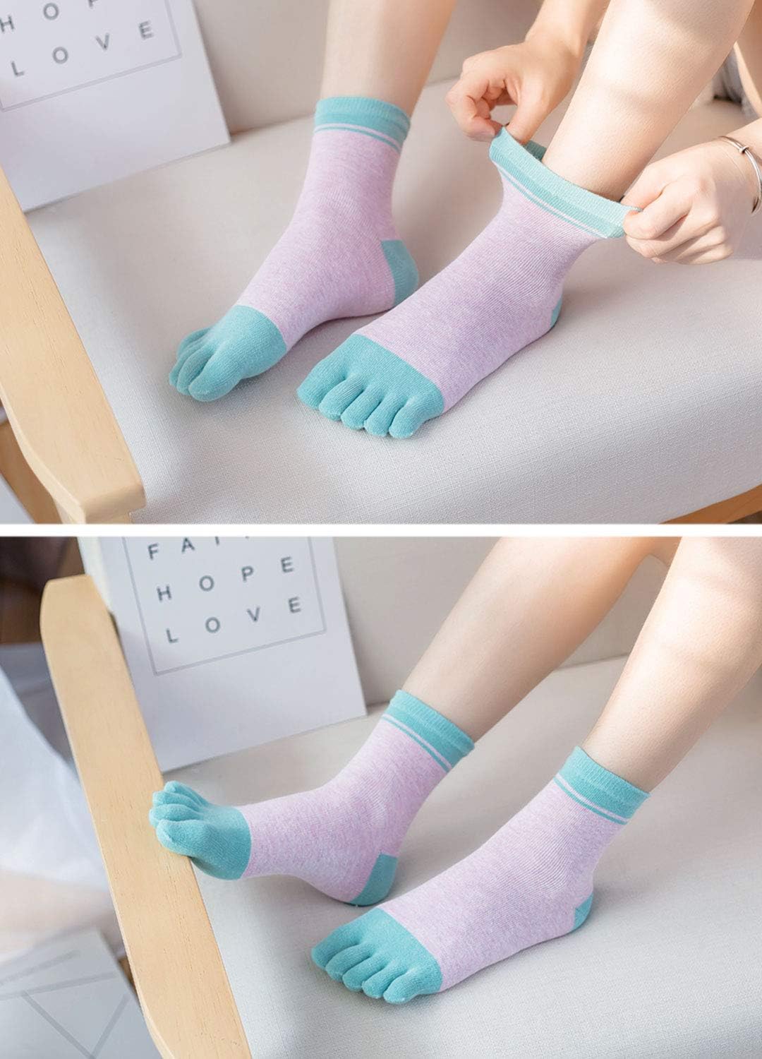 Thumbnail 3 de Calzini con dita separate LOFIR da donna in cotone (5 dita) antiscivolo, taglia 35-41 – confezione 4/5 paia