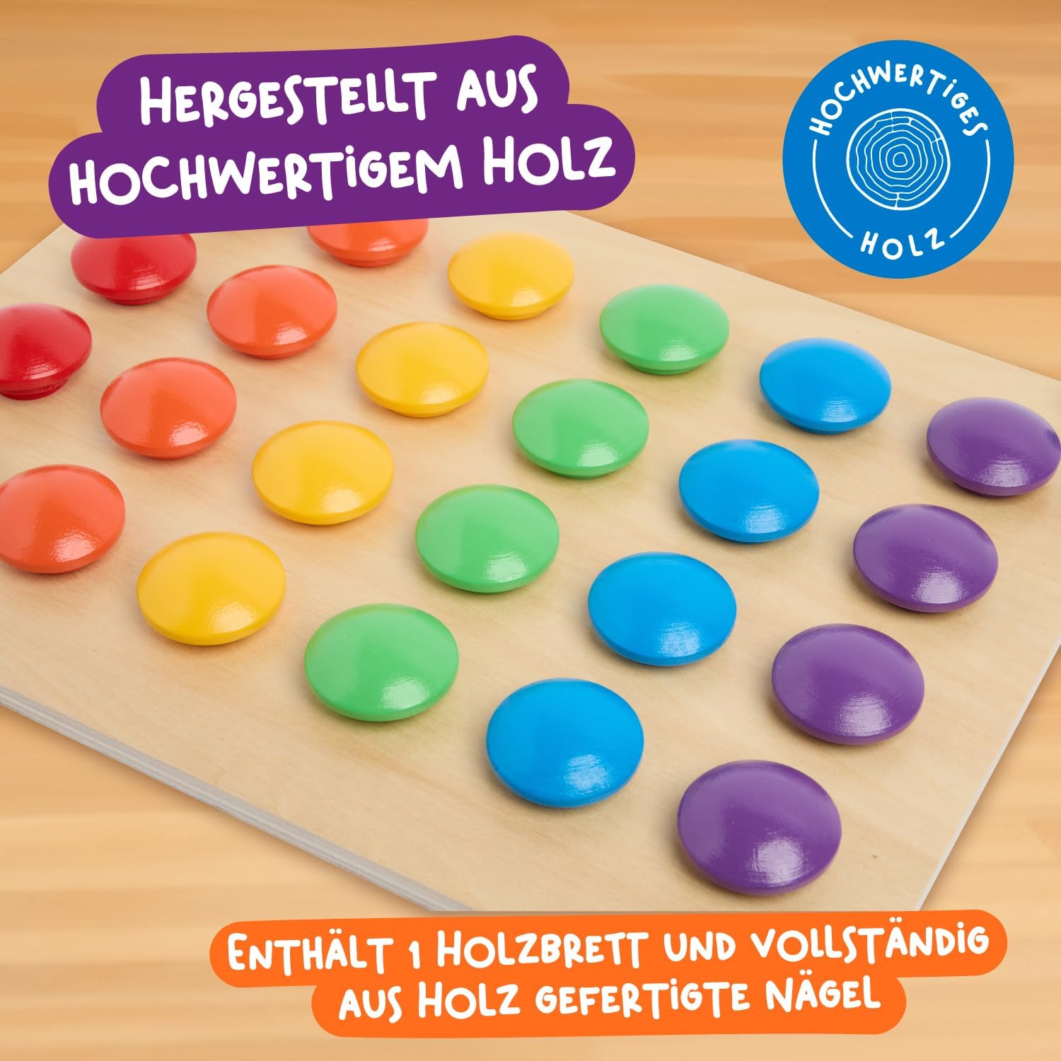 Detalle 2 de Nene Toys Holz-Steckspiel für Kleinkinder ab 2 Jahre – Mosaik Steckspiel