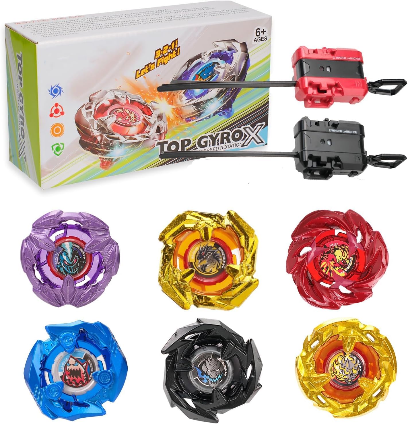 Thumbnail 6 de Set Battle X Gryo: 4 trottole da combattimento e 2 lanciatori per bambini 6+