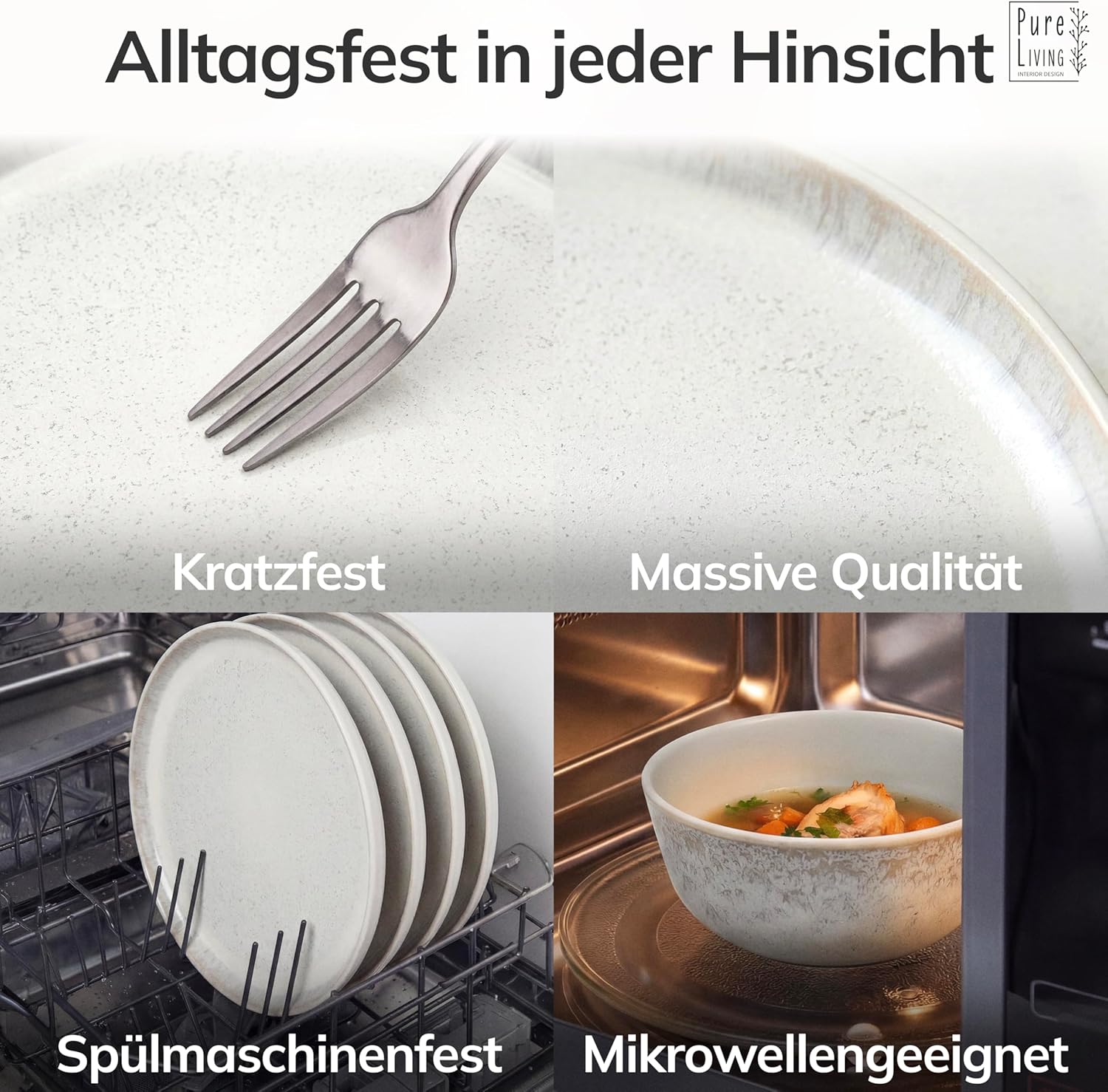 Detalle 2 de Steingut Servierschüssel Ibiza – Großes Serving Bowl aus Steinzeug, TESTSIEGER in Beige
