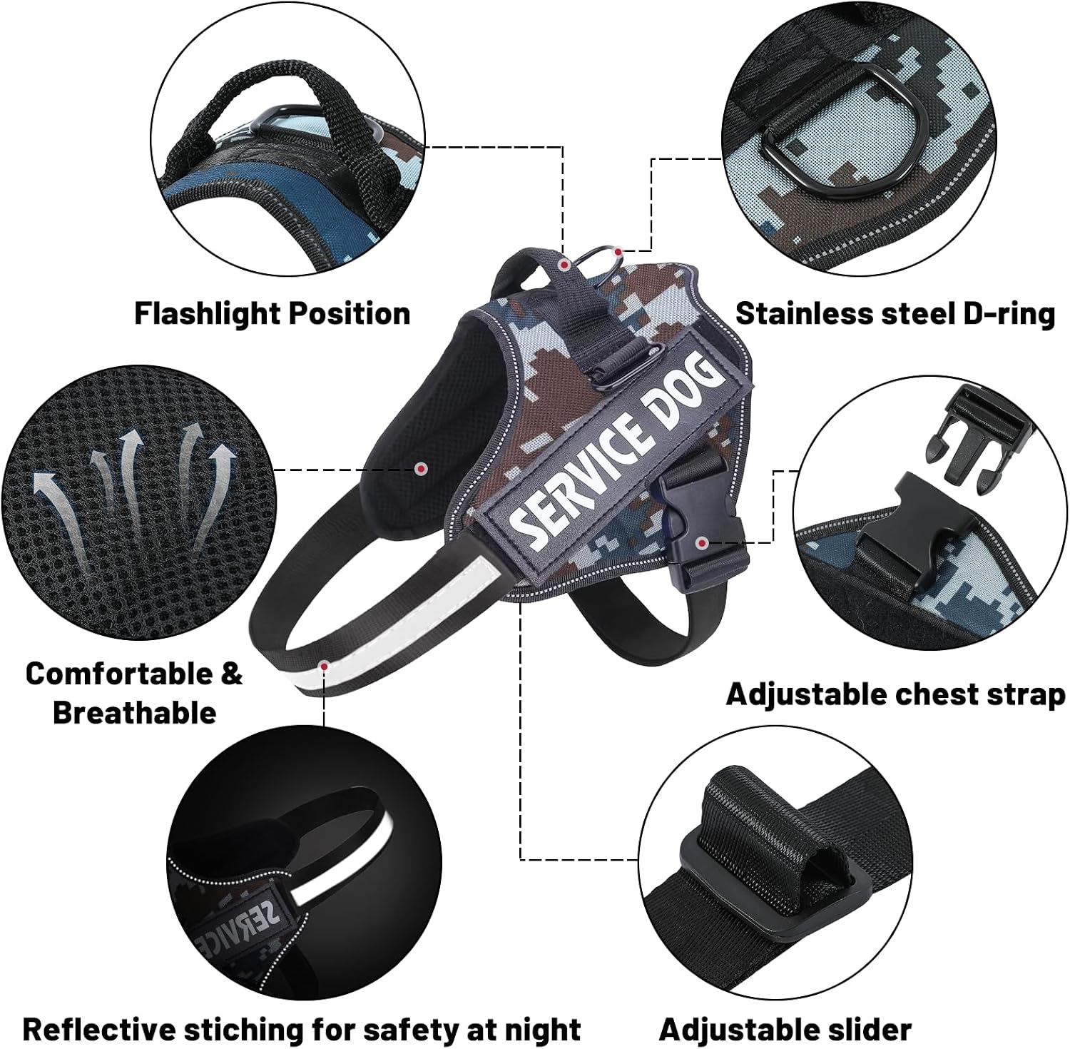 Thumbnail 2 de Belababy Service Dog Harness M, blue camo