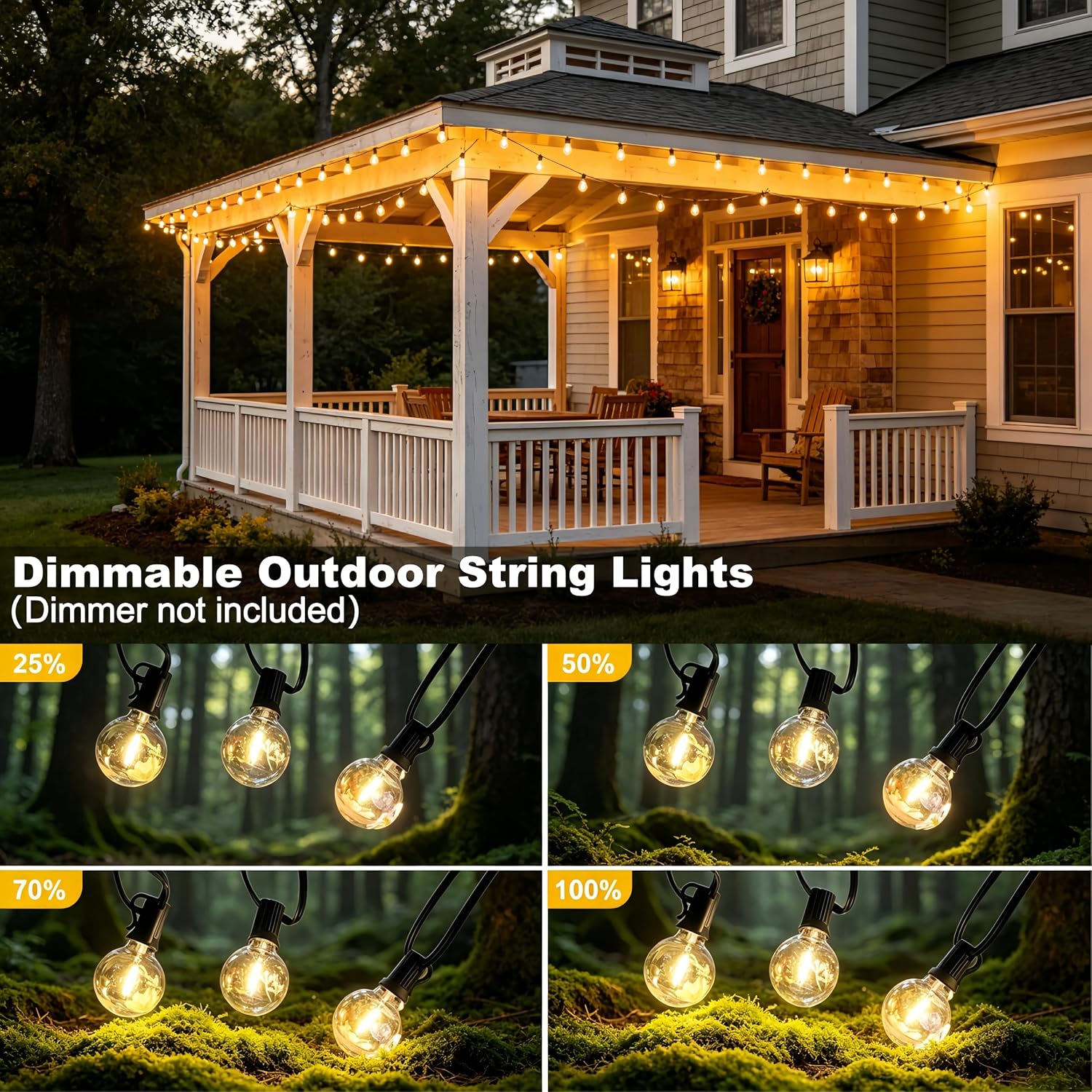 Detalle 2 de LaPitio Catena Luminosa Esterno 45.7M IP45 – Luci da Giardino con 75+2 LED, Bianco Caldo 2700K