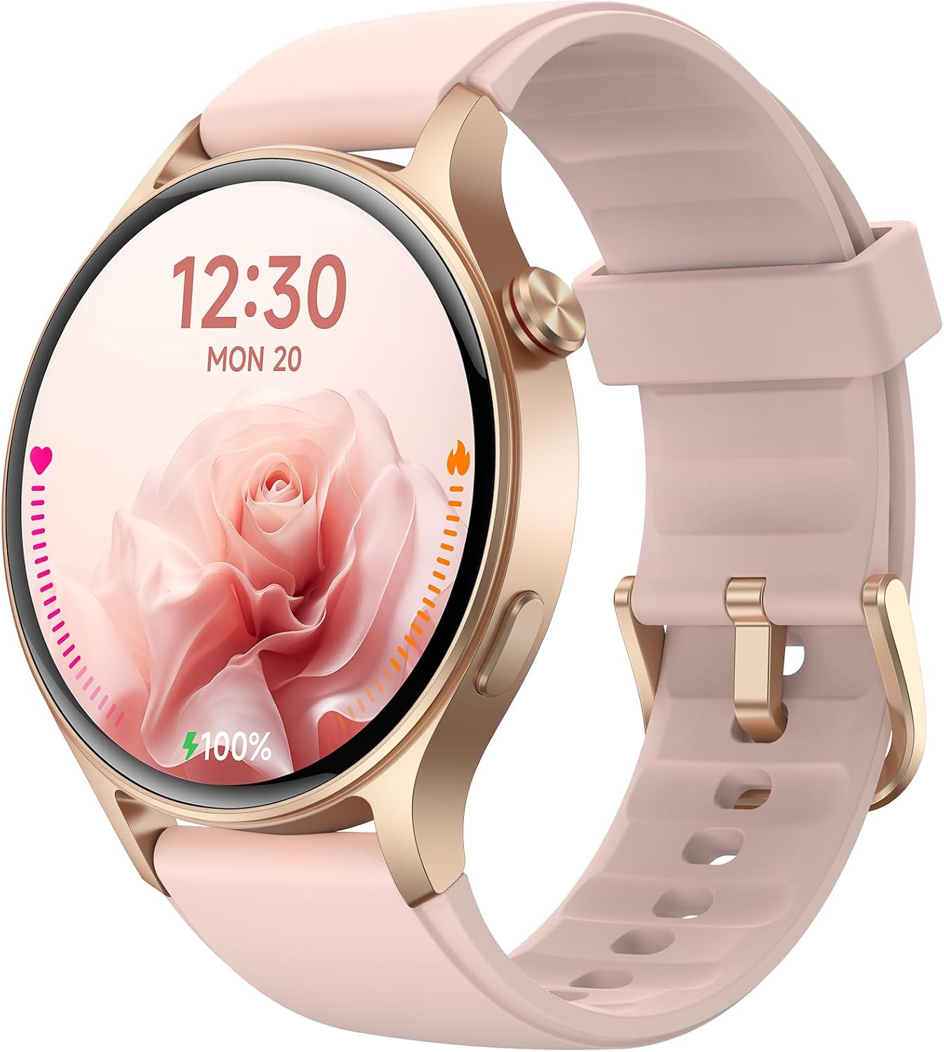 Detalle de Smartwatch Damen Rund mit Telefonfunktion – 1,32" AMOLED Display, 110+ Sportmodi, 3ATM, Puls- und SpO2-Messung, Schlafmonitor, Rosa
