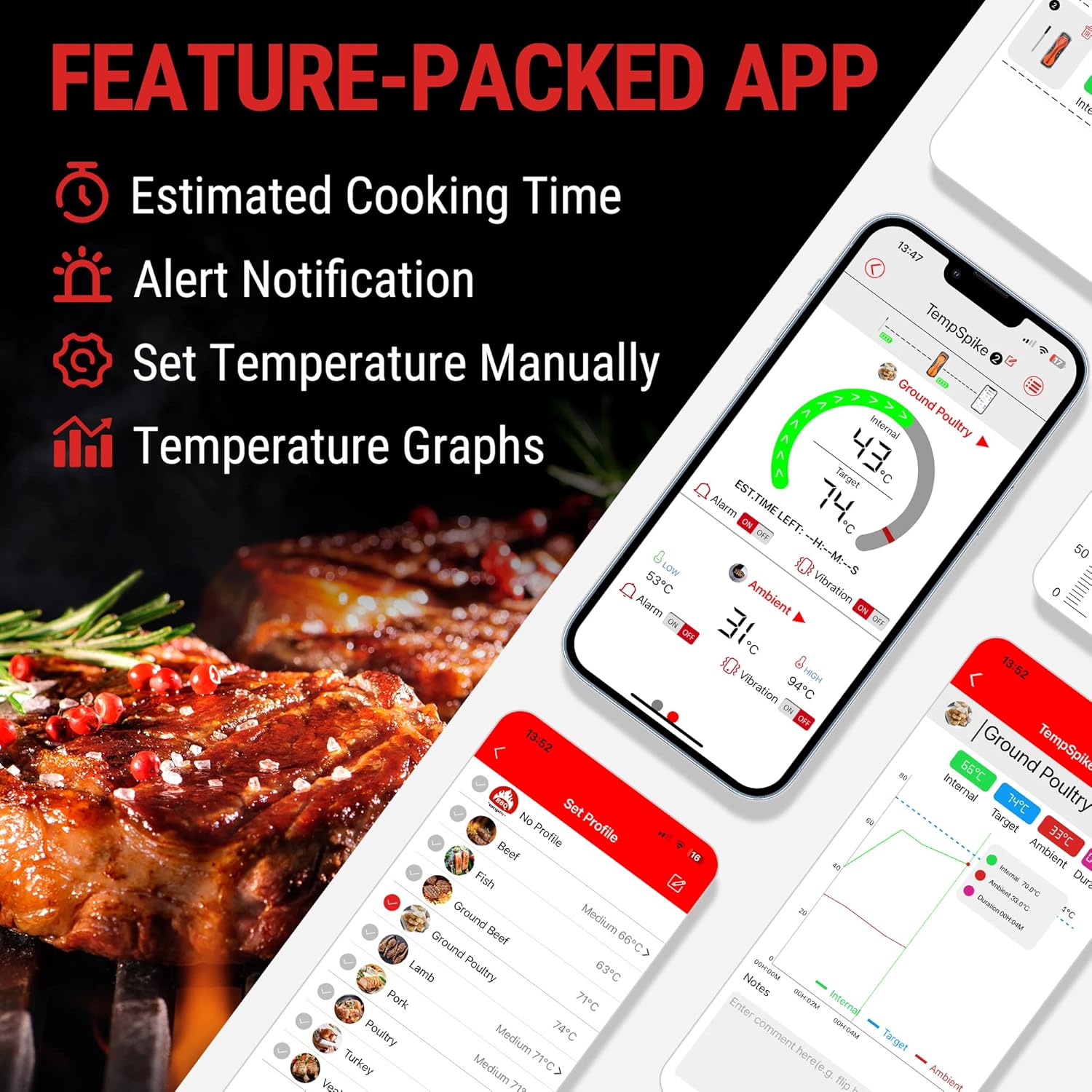 Thumbnail 4 de ThermoPro TempPro 150m Truly Wireless Meat Thermometer (Bluetooth 5.2)