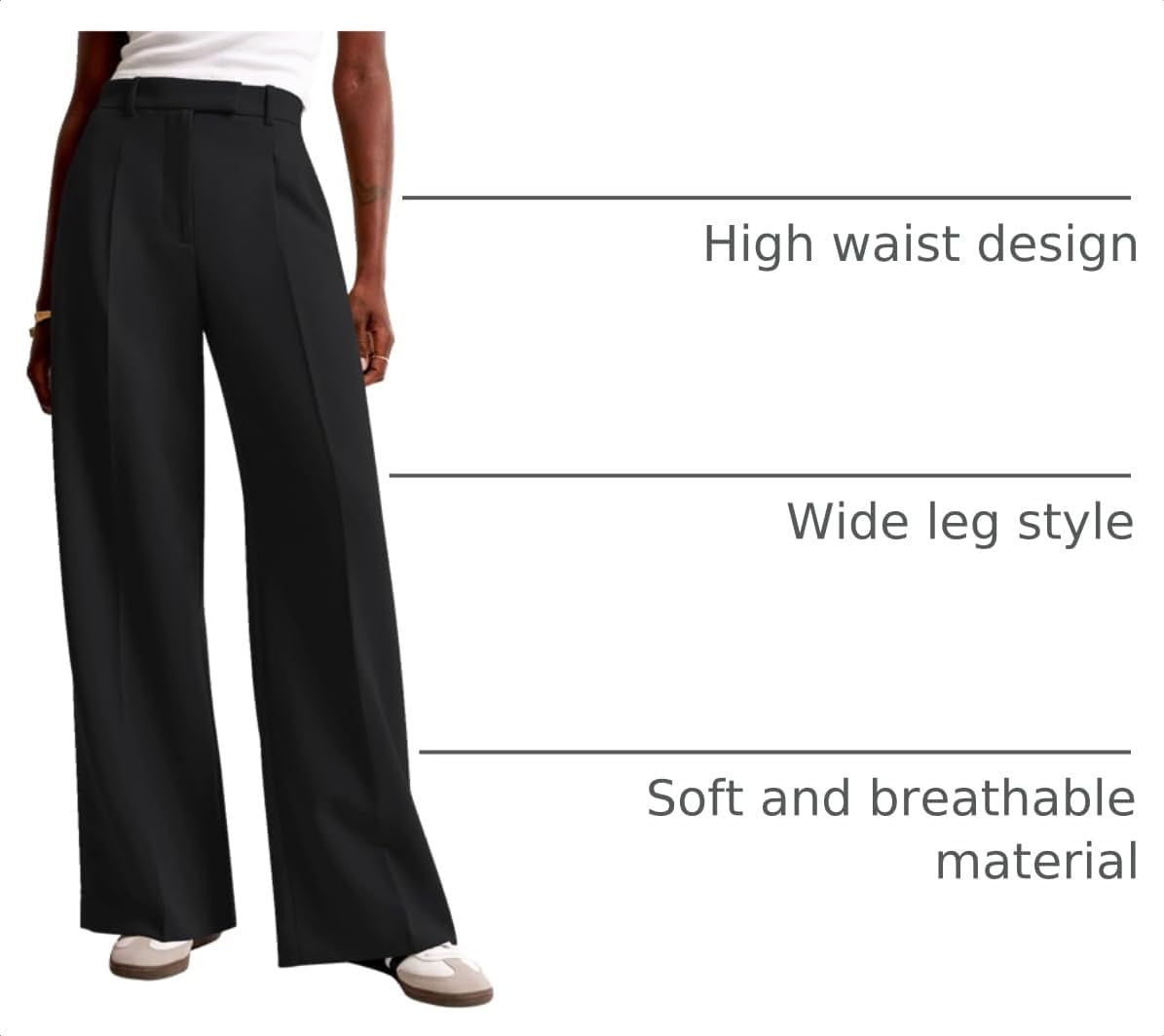 Detalle 2 de NIMIN Wide-Leg Work Pants in Polyester-Spandex