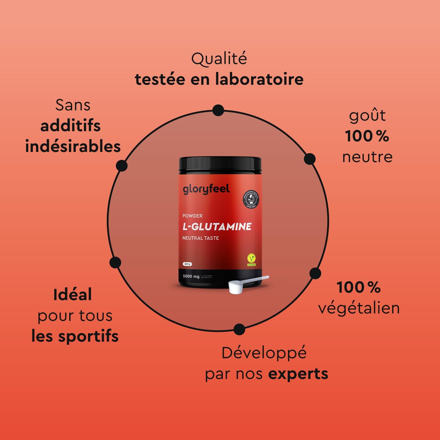 Thumbnail 5 de L-GLUTAMINE en Poudre 600 g – 5000 mg par portion, pure et bioactive, sans additifs