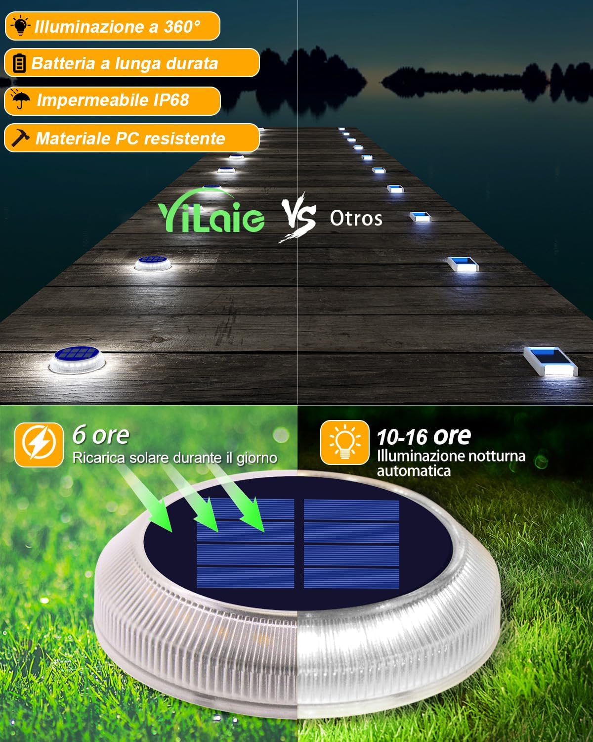 Detalle de YiLaie Luci Solari LED da Giardino 6 pezzi