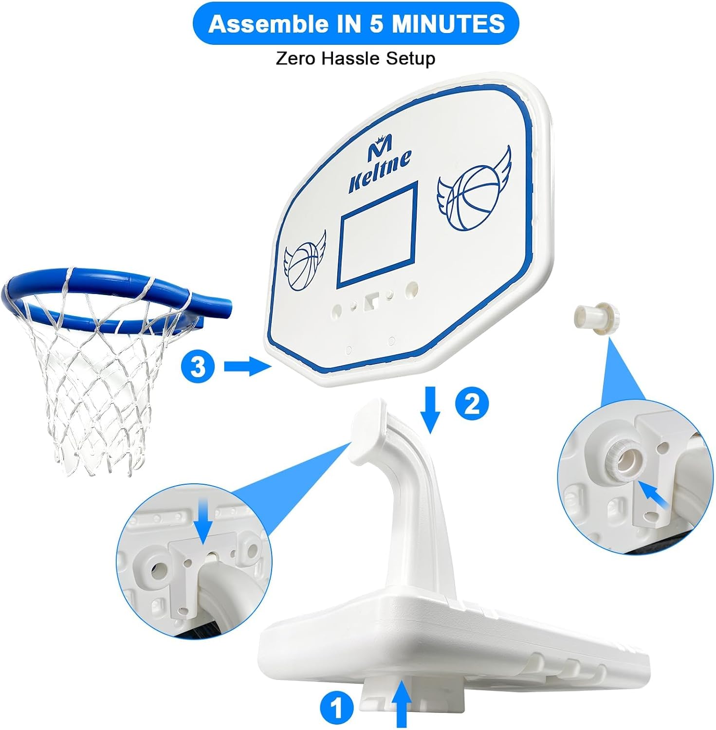 Detalle de Pool Basketball Hoop: Oversized 34" x 34" x 42.2" Water Basketball Game for Pool or Deck