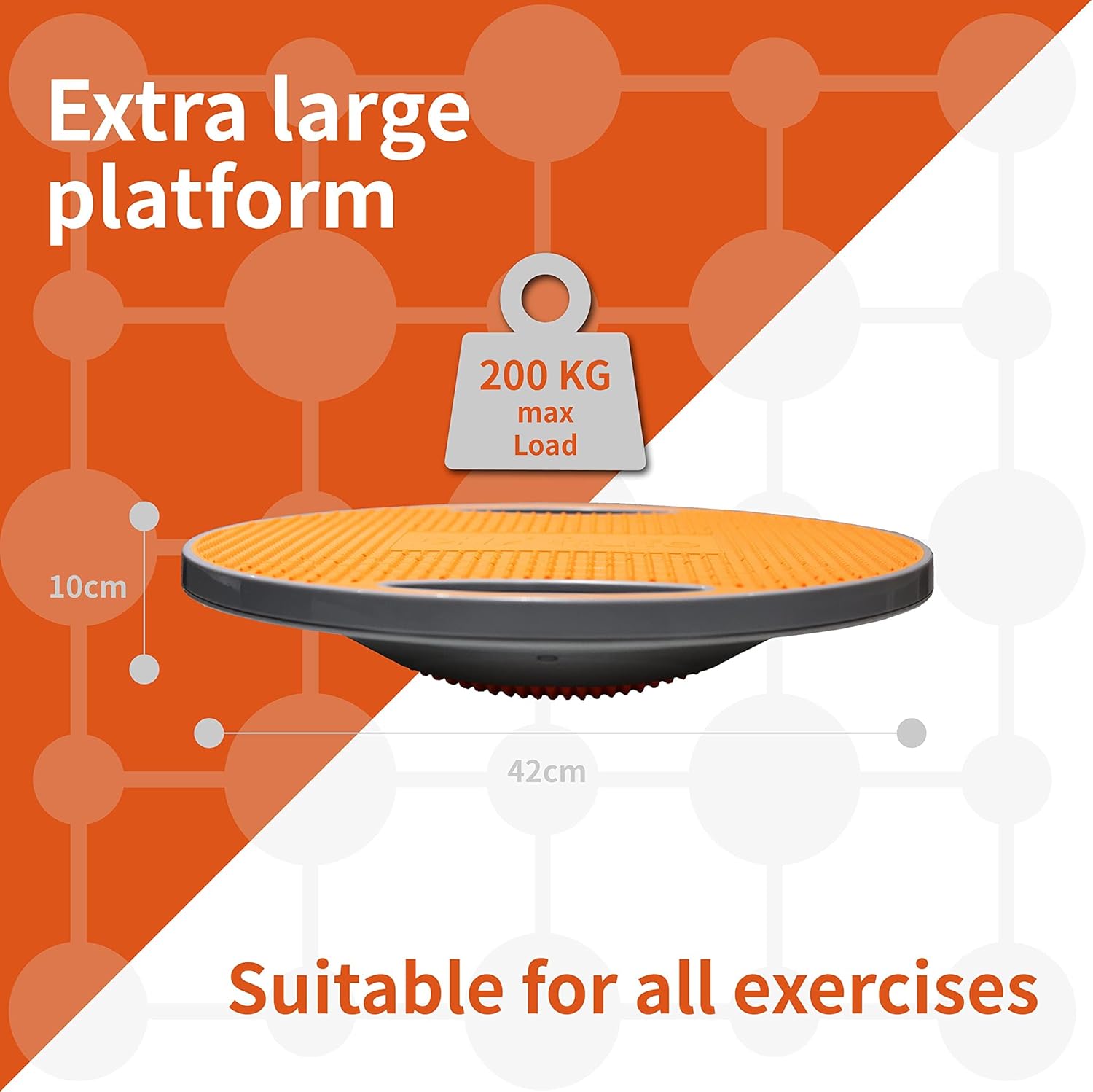 Detalle 2 de DH FitLife Balance Board (Wobble Board with Handles) – Extra Large Ø42cm, up to 200 KG