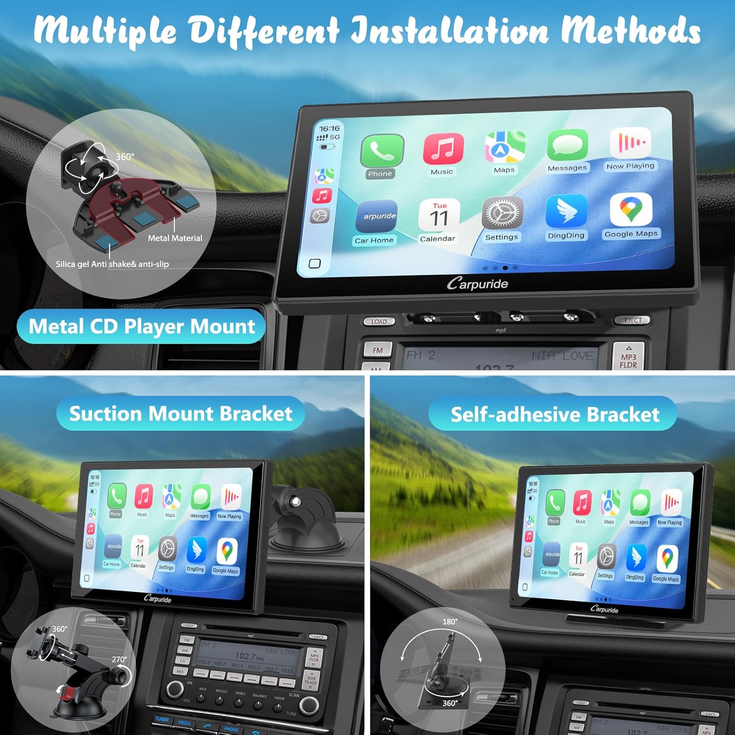 Thumbnail 6 de CARPURIDE W901 Pro: 9-Inch Wireless CarPlay/Android Auto Head Unit with Dual BT, Mirror Link, and Real-Time Navigation