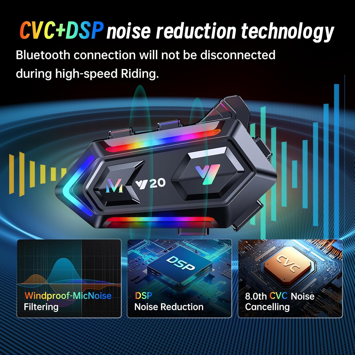 Detalle de Khptop Motorradhelm Bluetooth Headset 1000 mAh
