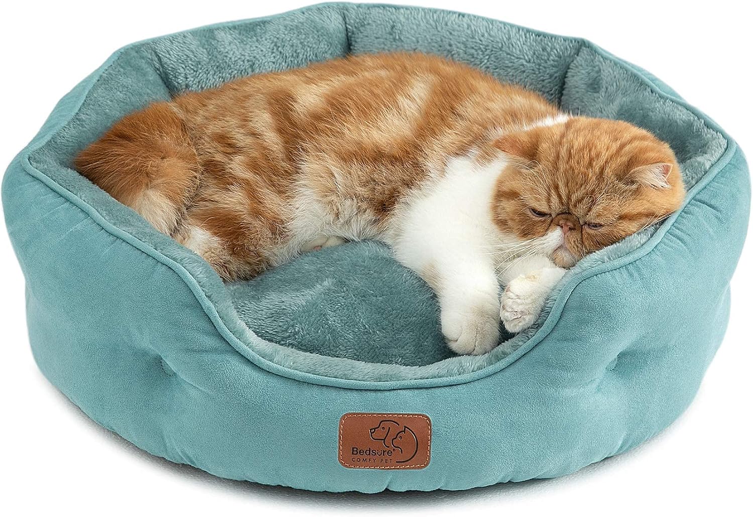 Detalle de Bedsure B0B0P1E00LC2 Round Pet Bed, 20-Inch Plush Sherpa for Small Pets