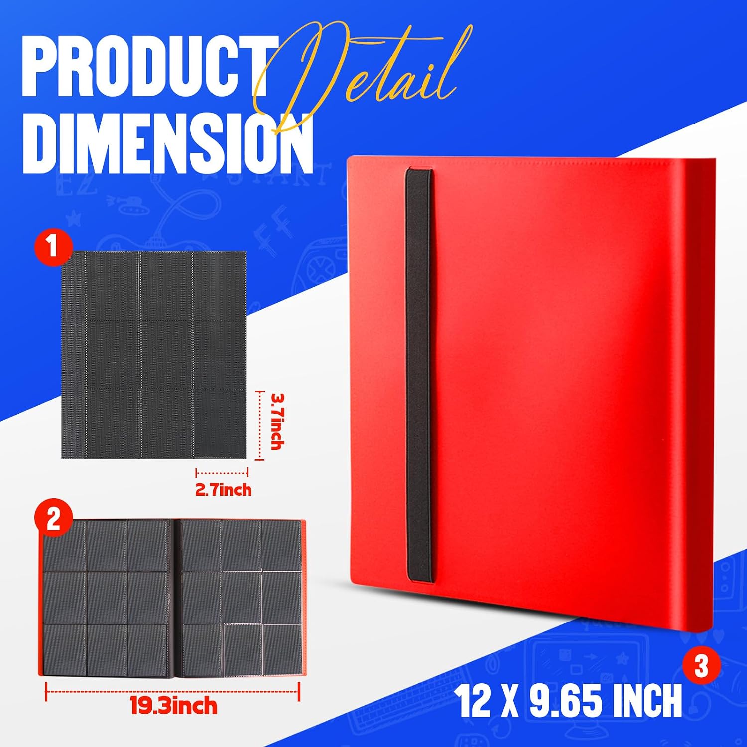 Detalle 2 de Card Binder 9-Pockets: 360 Card Capacity Trading Card Binder (Red)