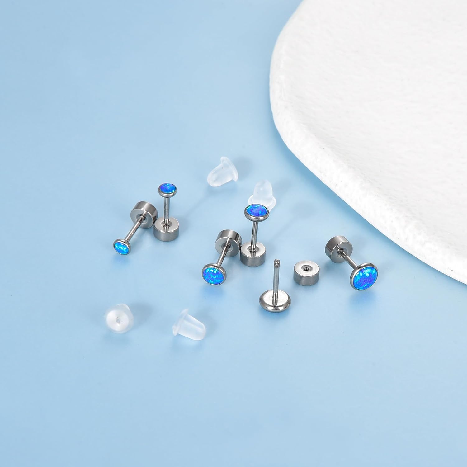 Thumbnail 1 de Titan Ohrringe G23 Ohrstecker mit Schraubverschluss und Zirkonia (3–5 mm) – Hypoallergen