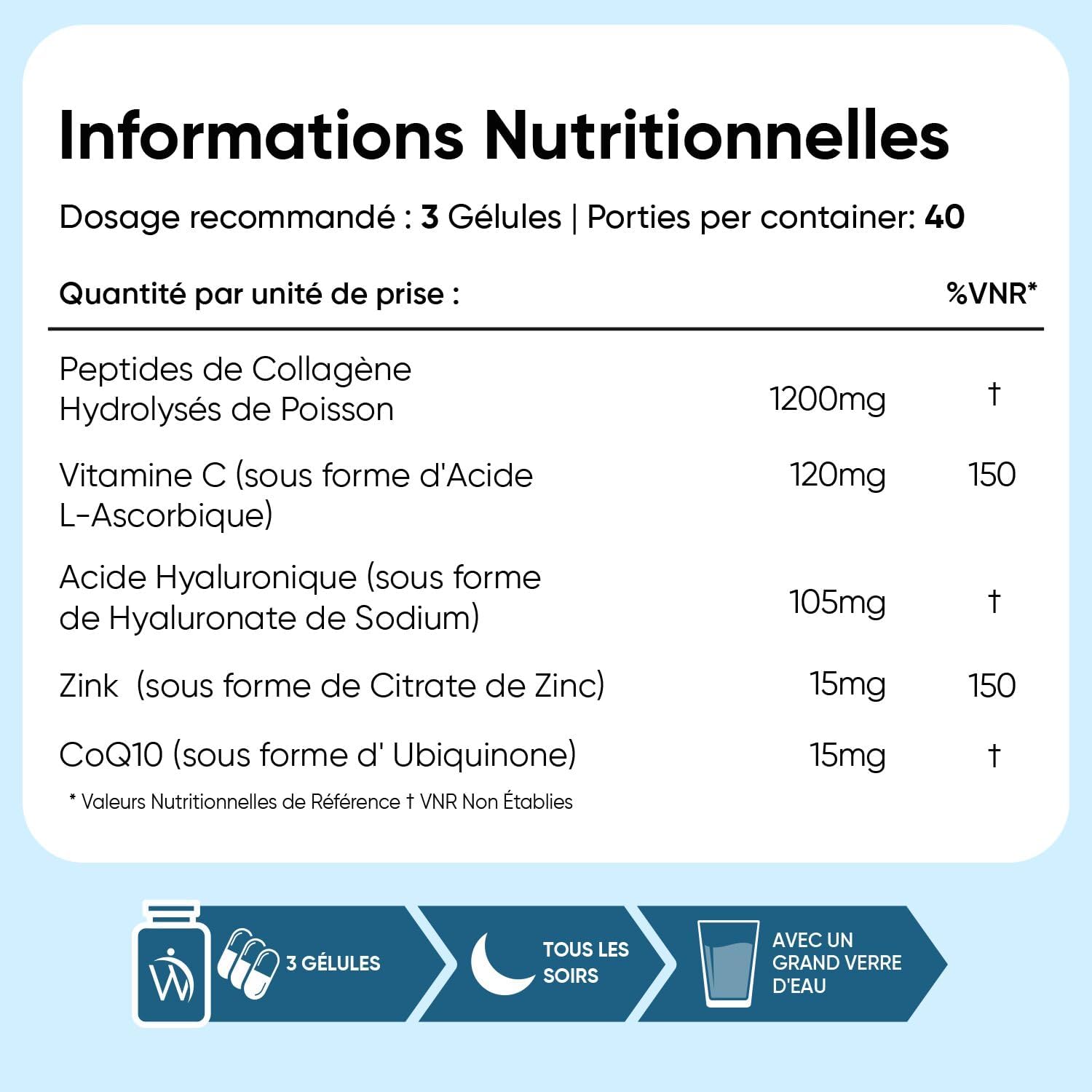 Thumbnail 2 de Collagène Marin Acide Hyaluronique – 120 gélules peptides de collagène Type 1 & 3 + vitamine C, zinc, Coenzyme Q10