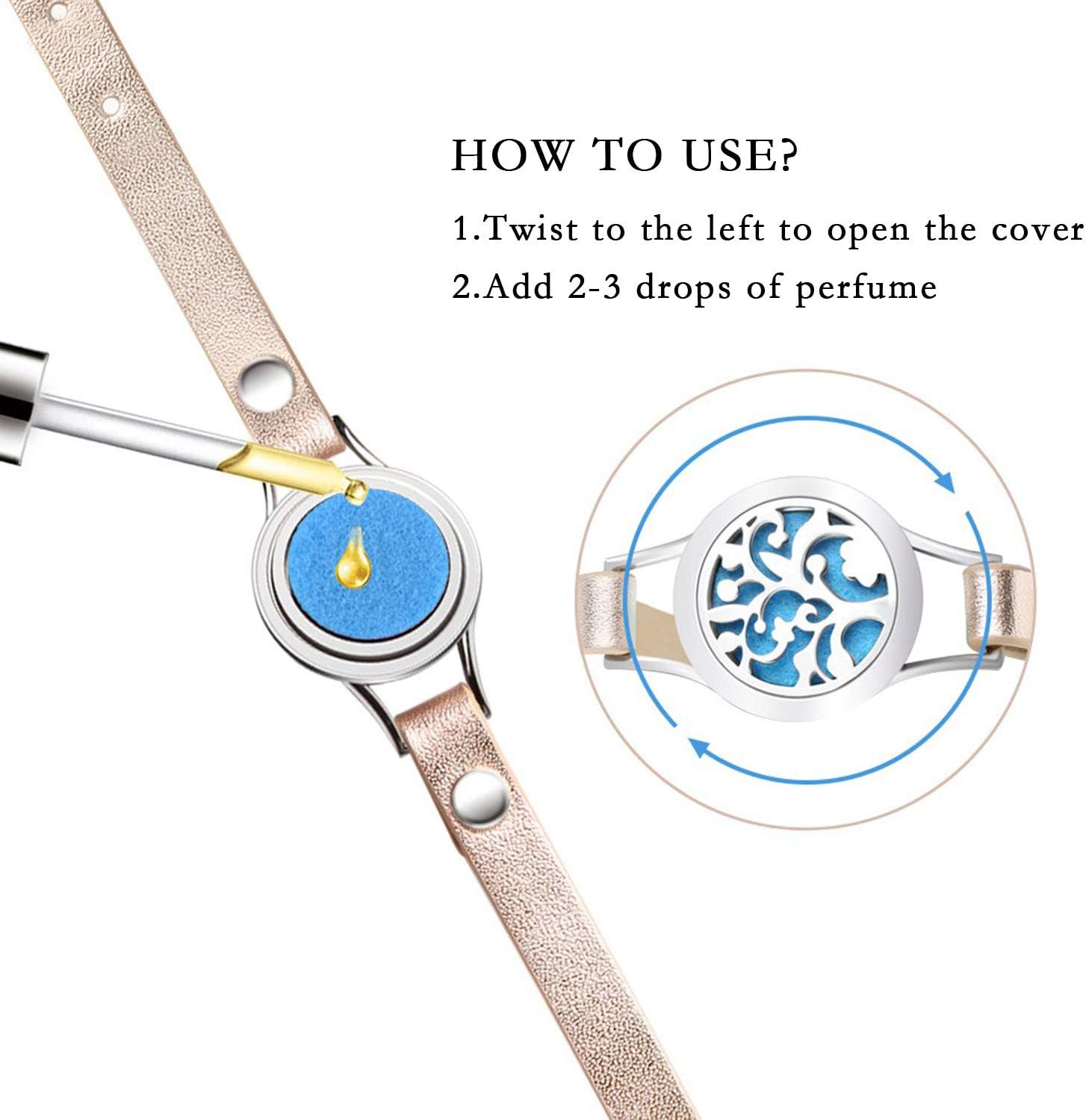 Thumbnail 4 de Bracelet diffuseur d’huiles essentielles Cupimatch « Arbre de Vie » en acier inoxydable, aimanté, avec 10 coussinets rechargeables