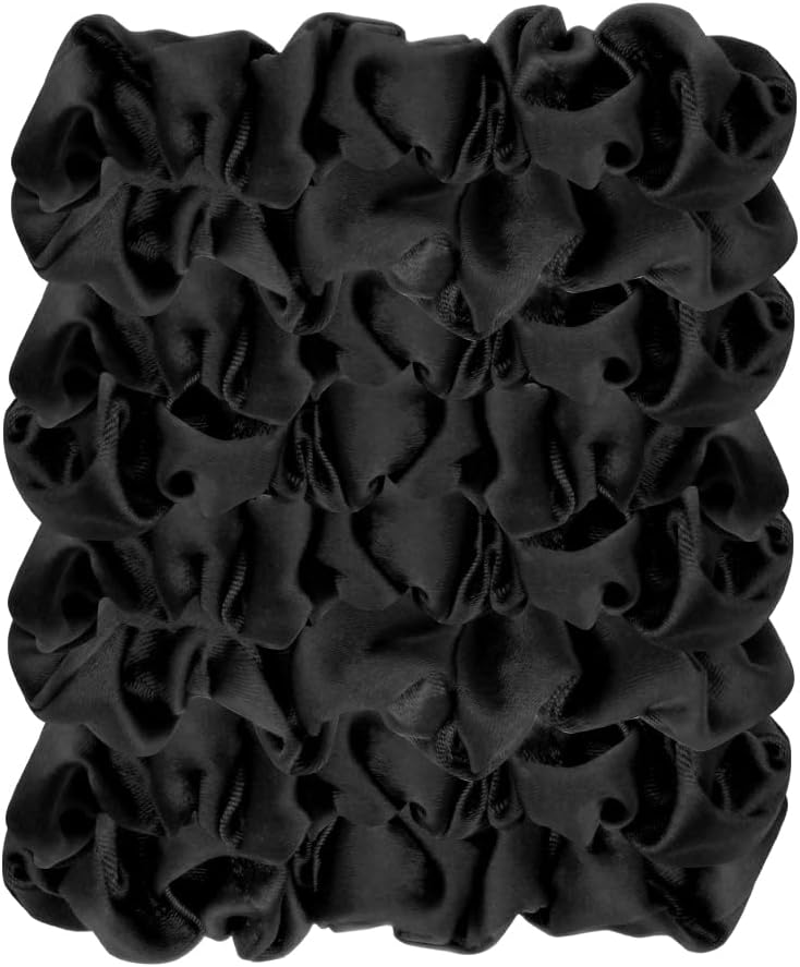 Detalle de Amazon Basics Satin Scrunchies (Black) – No Crease, No Damage Hair Ties, 8 Count for Thin to Normal Hair