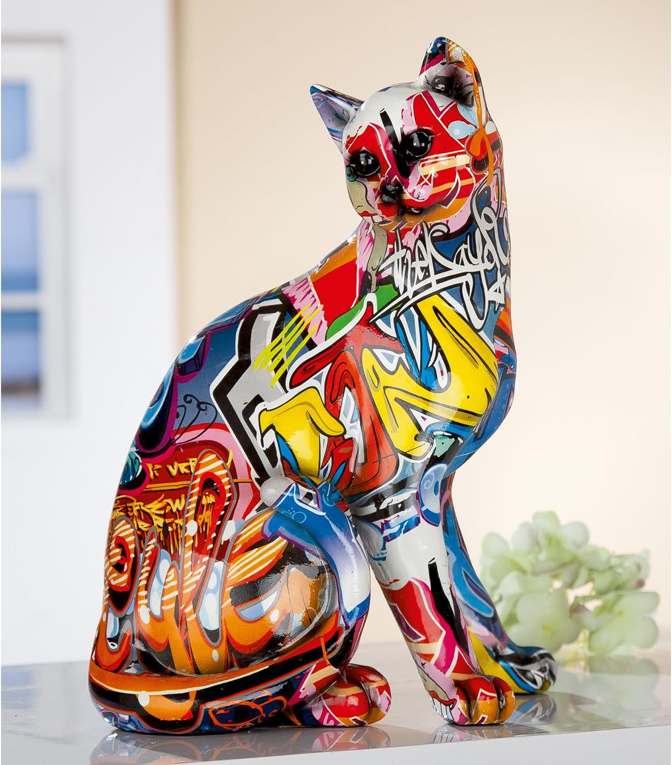 Detalle 2 de Casablanca modernes Design Figurine de chat Pop Art multicolore (23 x 29 cm)