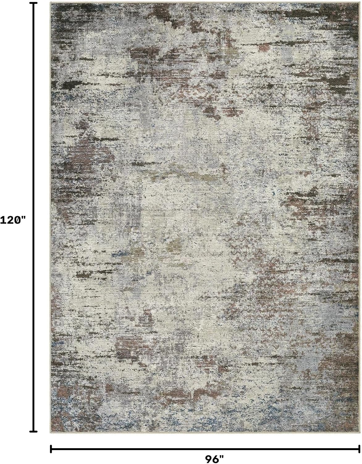 Thumbnail 1 de DMOYEST 8x10 Washable Area Rug for Living Room — Neutral Modern Abstract Low-Pile Carpet in Brown Rust