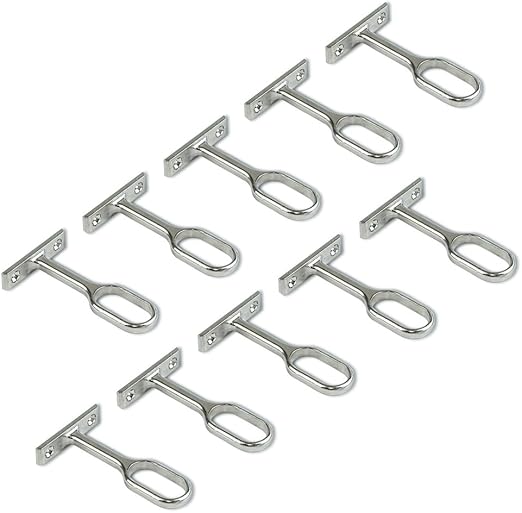 Detalle de Emuca Set de 10 Soportes Centrales para Barra Oval Niquelado 🛠
