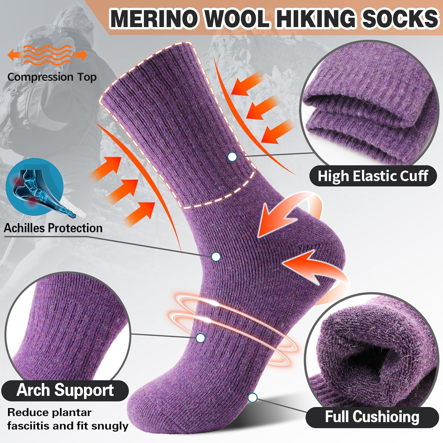 Detalle de Sandsuced Womens Merino Wool Thermal Socks 5 pairs