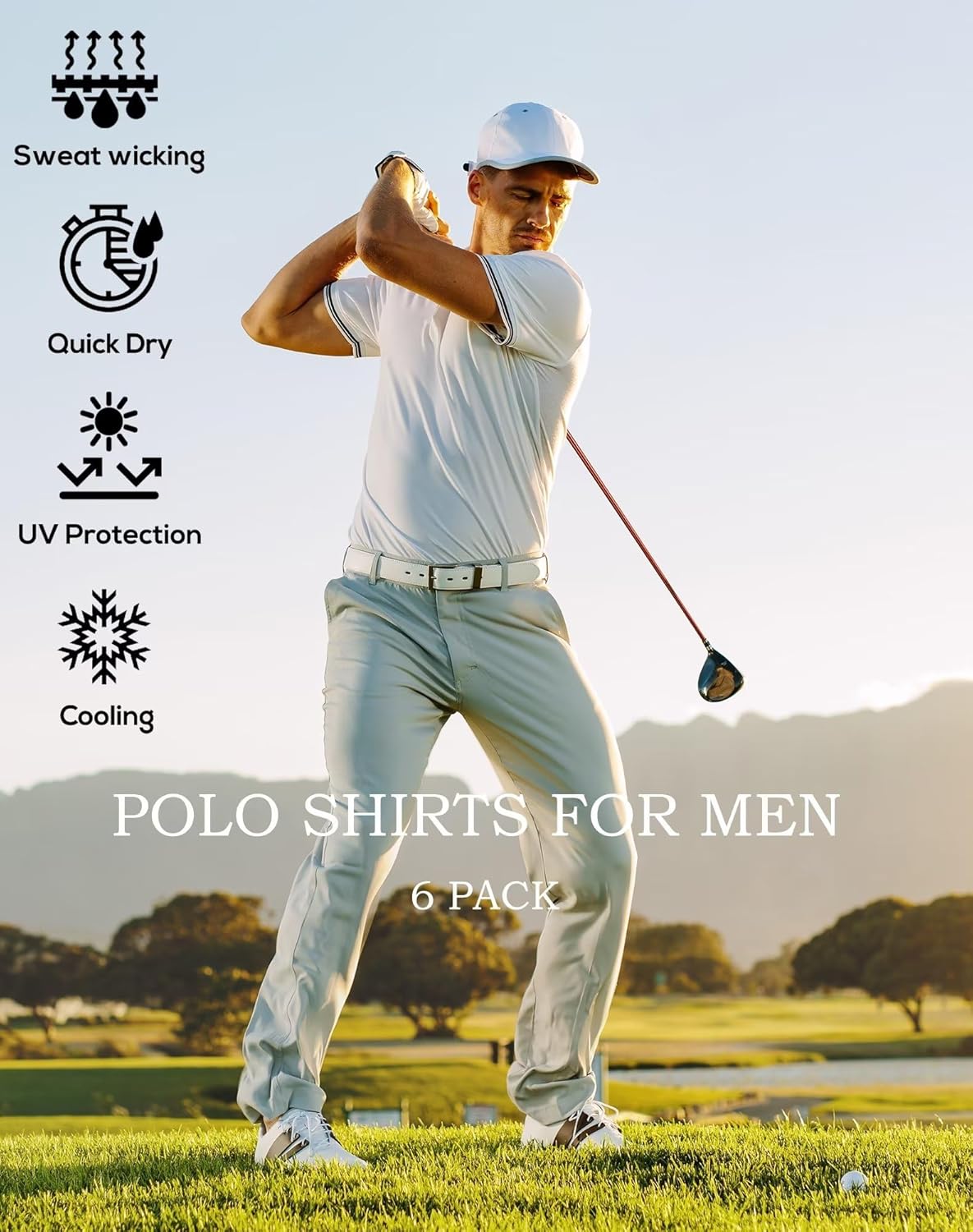 Thumbnail 3 de OYGSieg 6 Pack Mens Polo Shirts 95% Polyester