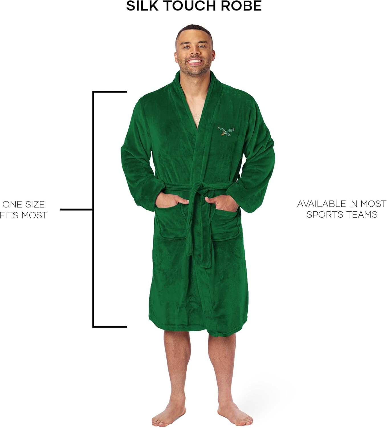 Thumbnail 4 de Northwest NFL Philadelphia Eagles Retro Adult Unisex Silk Touch Bathrobe (Large/X-Large) - Green