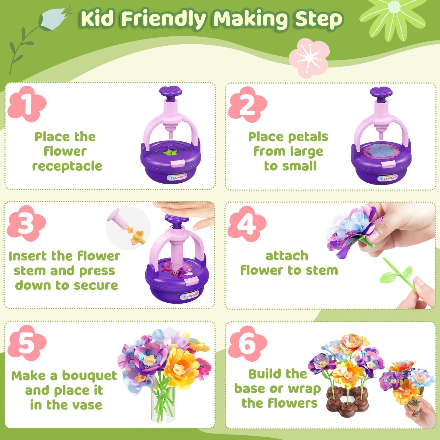 Detalle de TingingYuli Juego de manualidades ramo de flores para 4–8 años