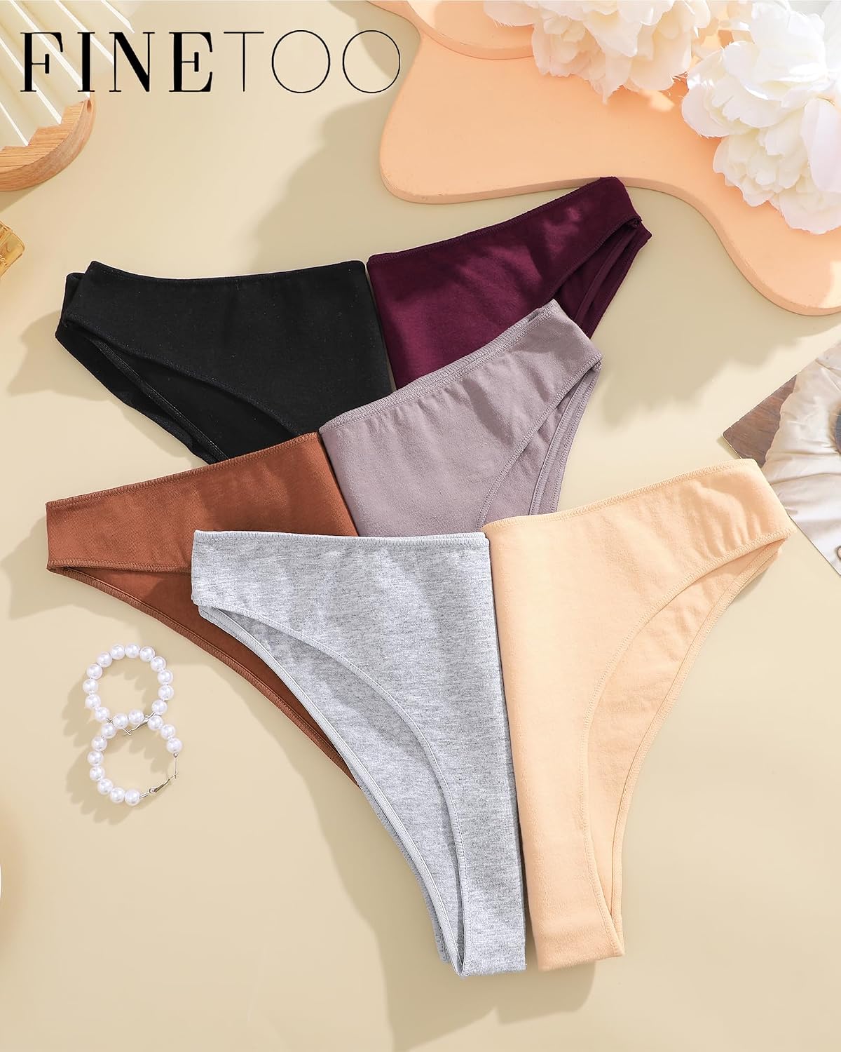 Detalle de FINETOO Women's Cheeky Bikini Underwear, 6-Pack
