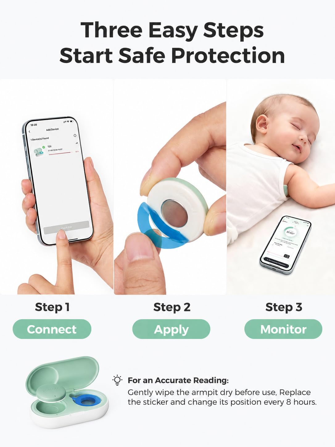 Thumbnail 6 de Momcozy Wearable Digital Thermometer for Baby with App Monitoring