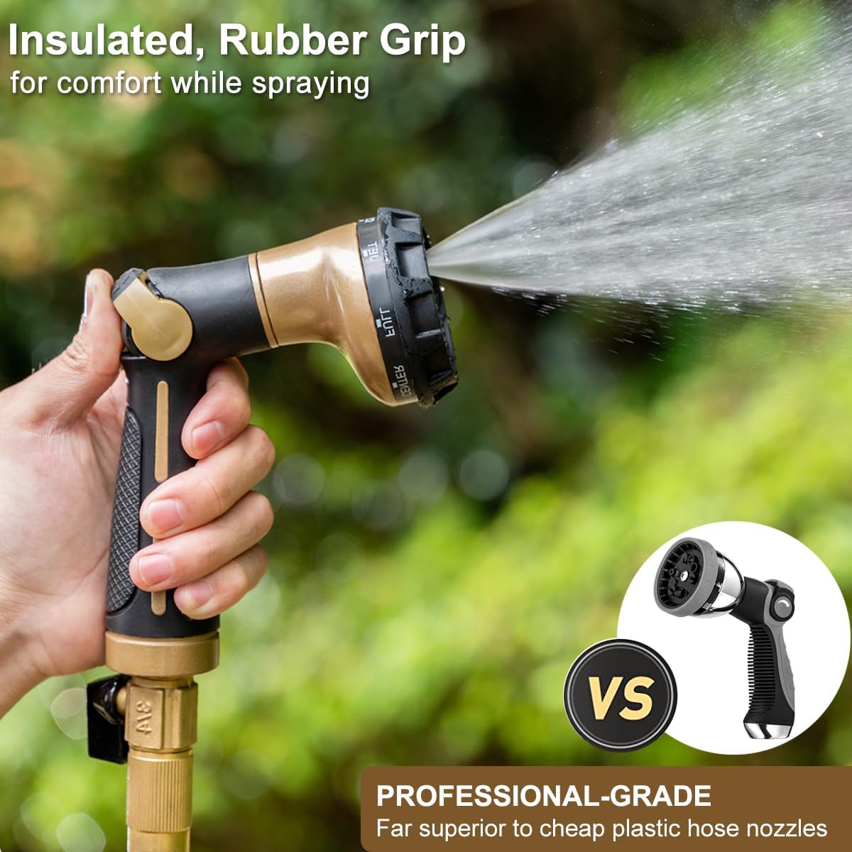 Thumbnail 4 de FANHAO Heavy Duty 100% Metal Hose Pipe Spray Gun with 8 Spray Patterns (Khaki)