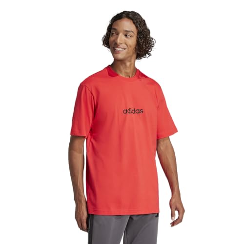 Thumbnail 4 de adidas Men’s Essentials Linear Single Jersey Shirt, Pure Ruby/Black, XXL
