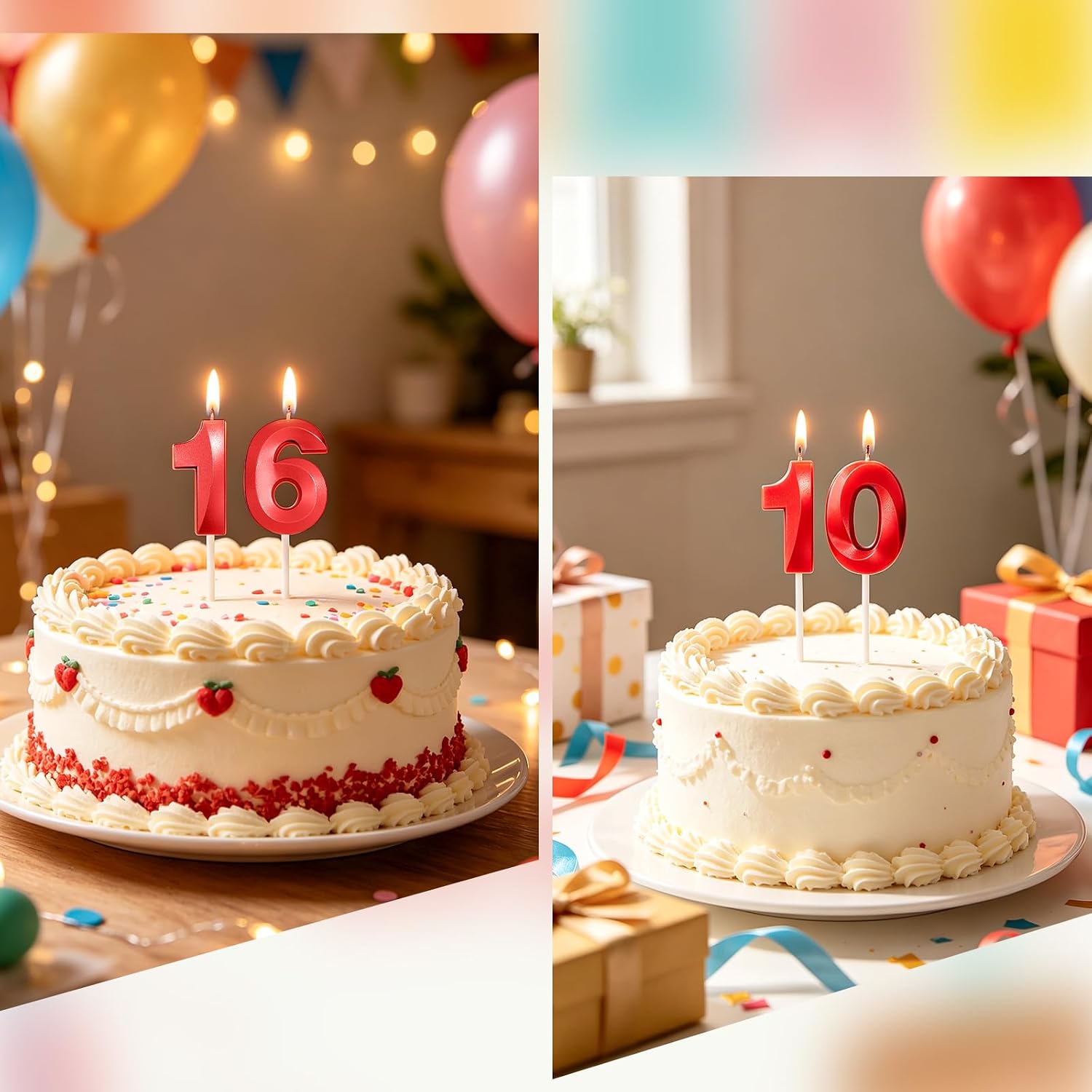 Thumbnail 6 de Yiran 3D Birthday Candles – Red 77th Number Candles (2 x 7) for Cakes