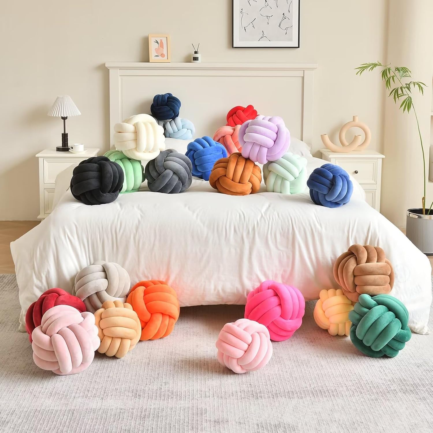 Thumbnail 5 de LUSJNGE Knot Pillow Ball 11-inch velvet cushion ๐