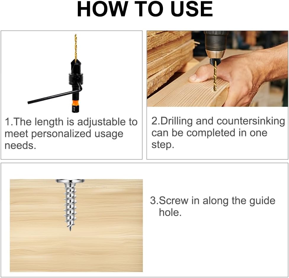 Thumbnail 6 de Vicloon Countersink Drill Bit Set, 12 PCS – Precision Woodworking Kit with Titanium-Coated HSS Bits