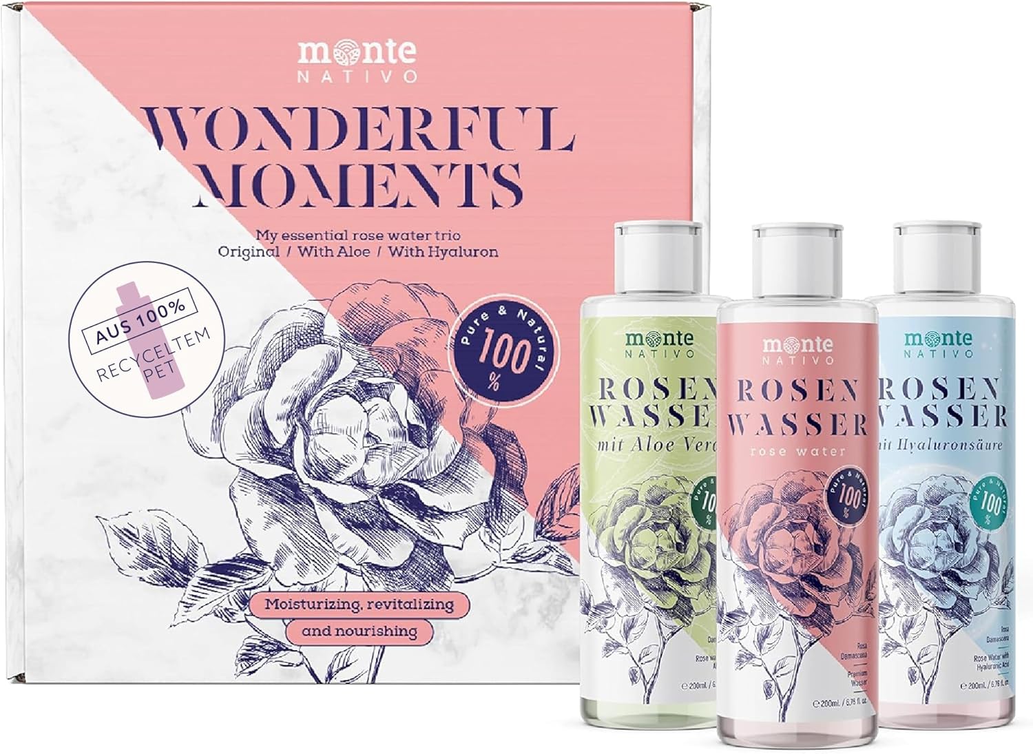 Thumbnail 6 de Monte Nativo Rosenwasser Gesichtswasser 2x200 ml (400 ml) – natürliche Gesichtspflege gegen Unreinheiten