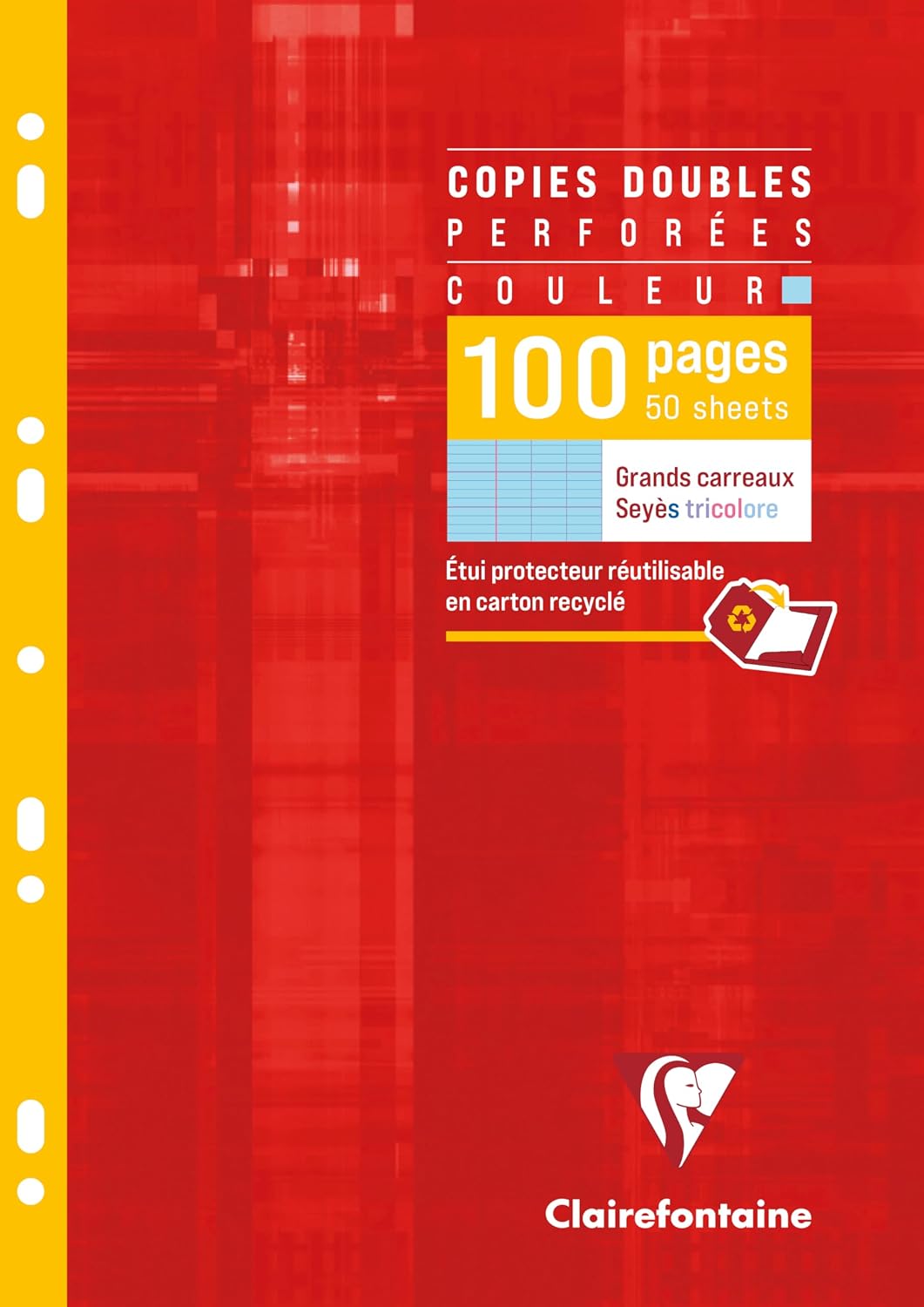 Detalle 2 de Clairefontaine 47111C Étui de Copies Doubles Perforées A4 200 Pages — Couleurs Assorties