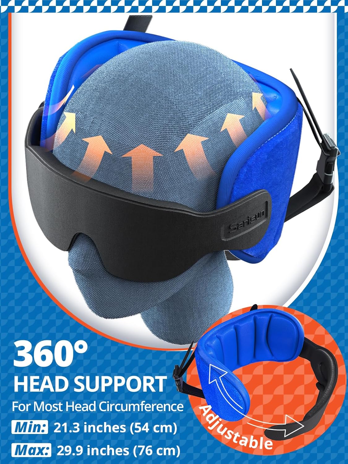 Detalle 2 de SARISUN Travel Pillow: 360° Neck Support with Eye Mask for Long Flights
