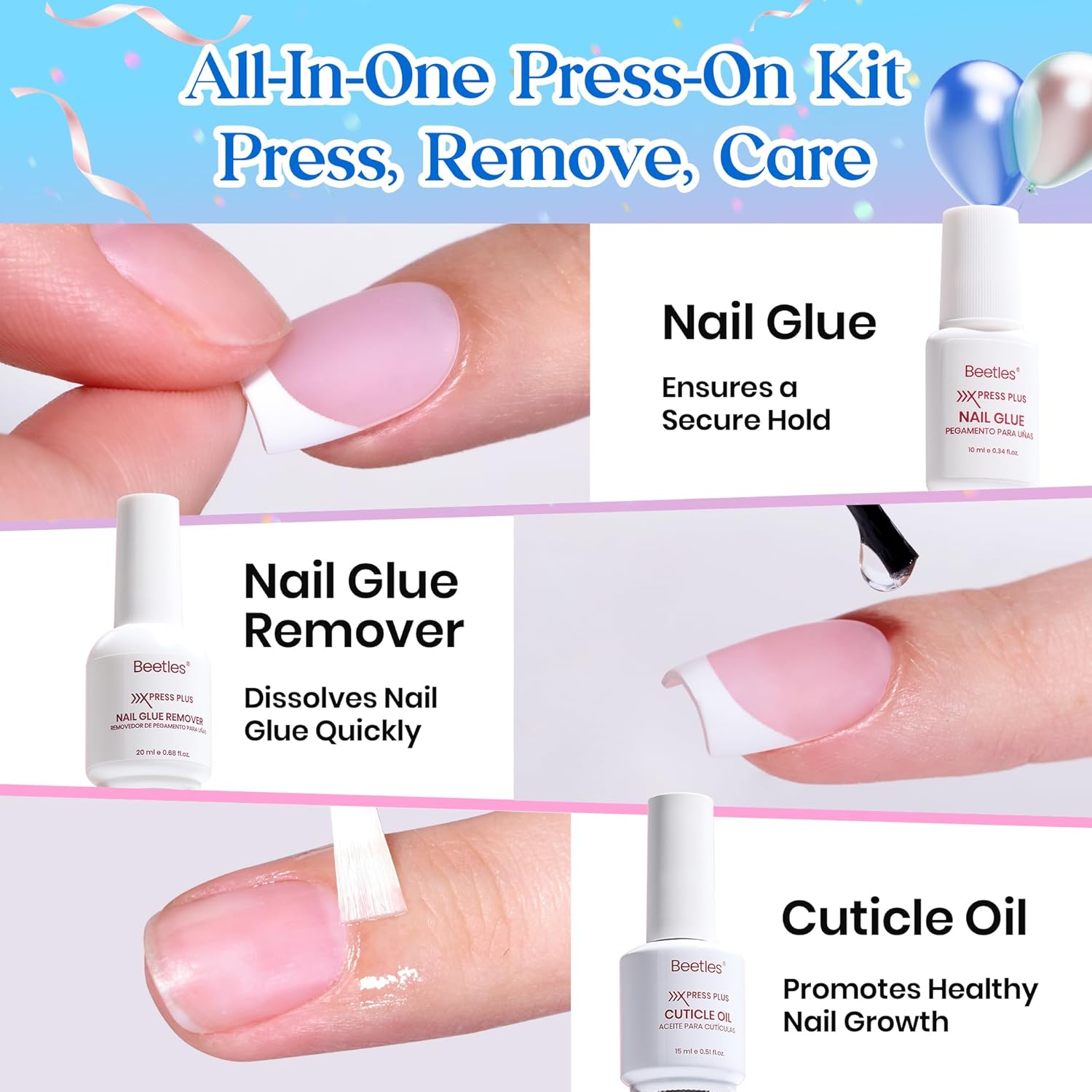 Detalle 2 de Beetles X Press Plus On Nails Kit 150 PCS ๐