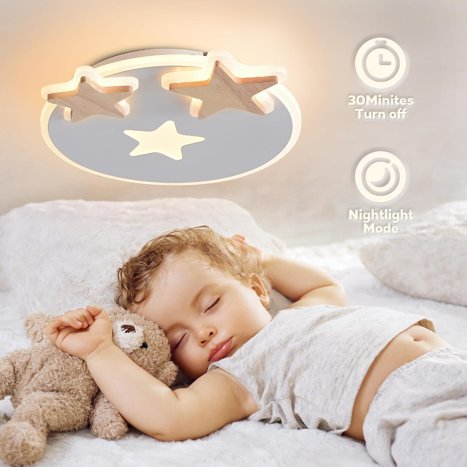 Detalle de YUEEU 32CM 3000K - 6000K led-plafondlamp in stervorm, dimbaar met afstandsbediening